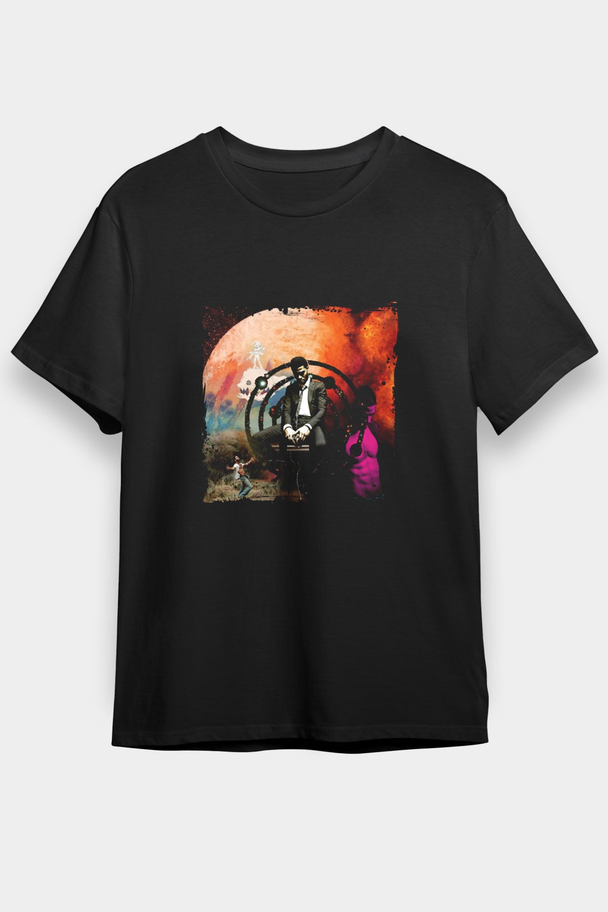 Kid Cudi Baskılı Unisex Siyah Tişört