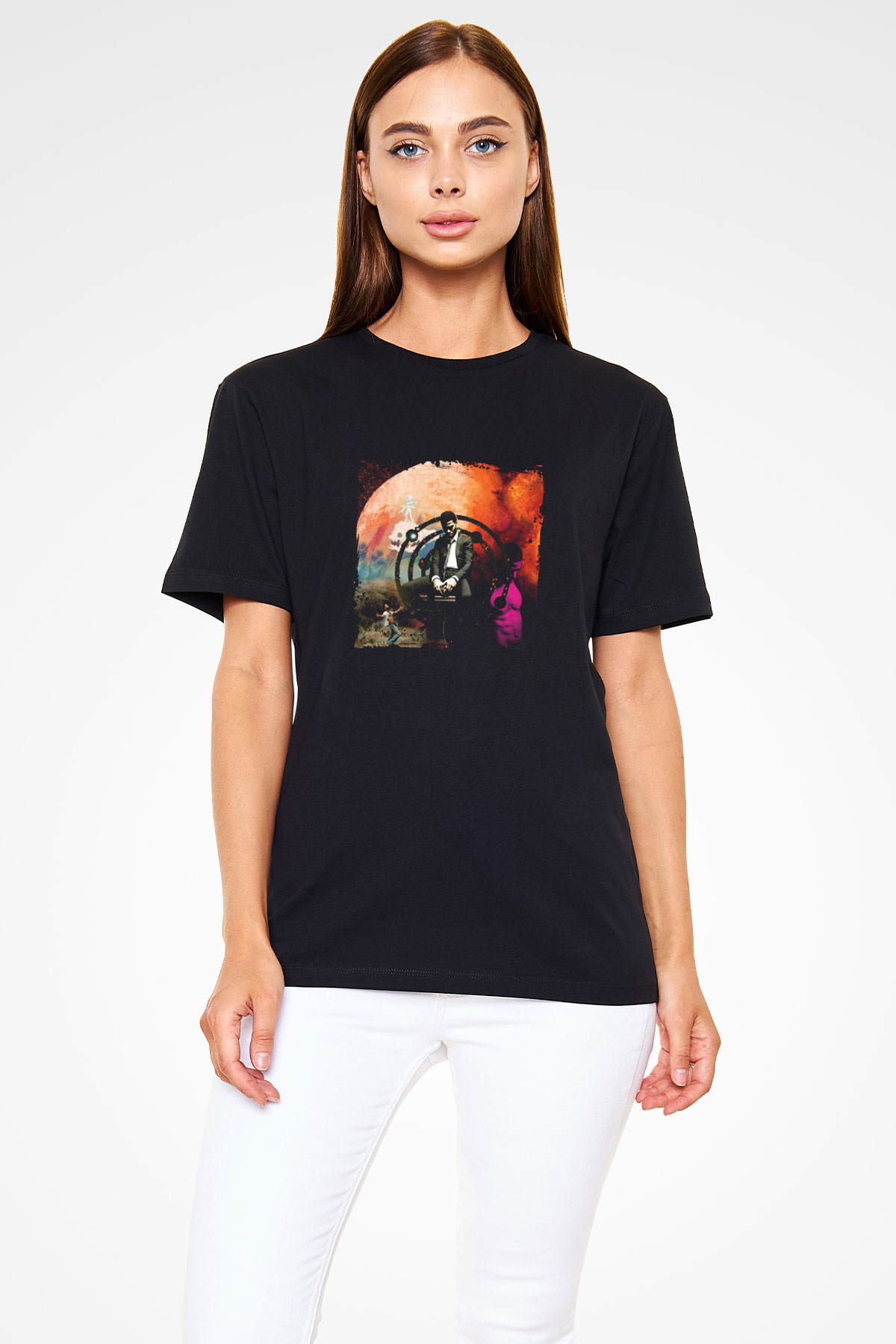 Kid Cudi Baskılı Unisex Siyah Tişört