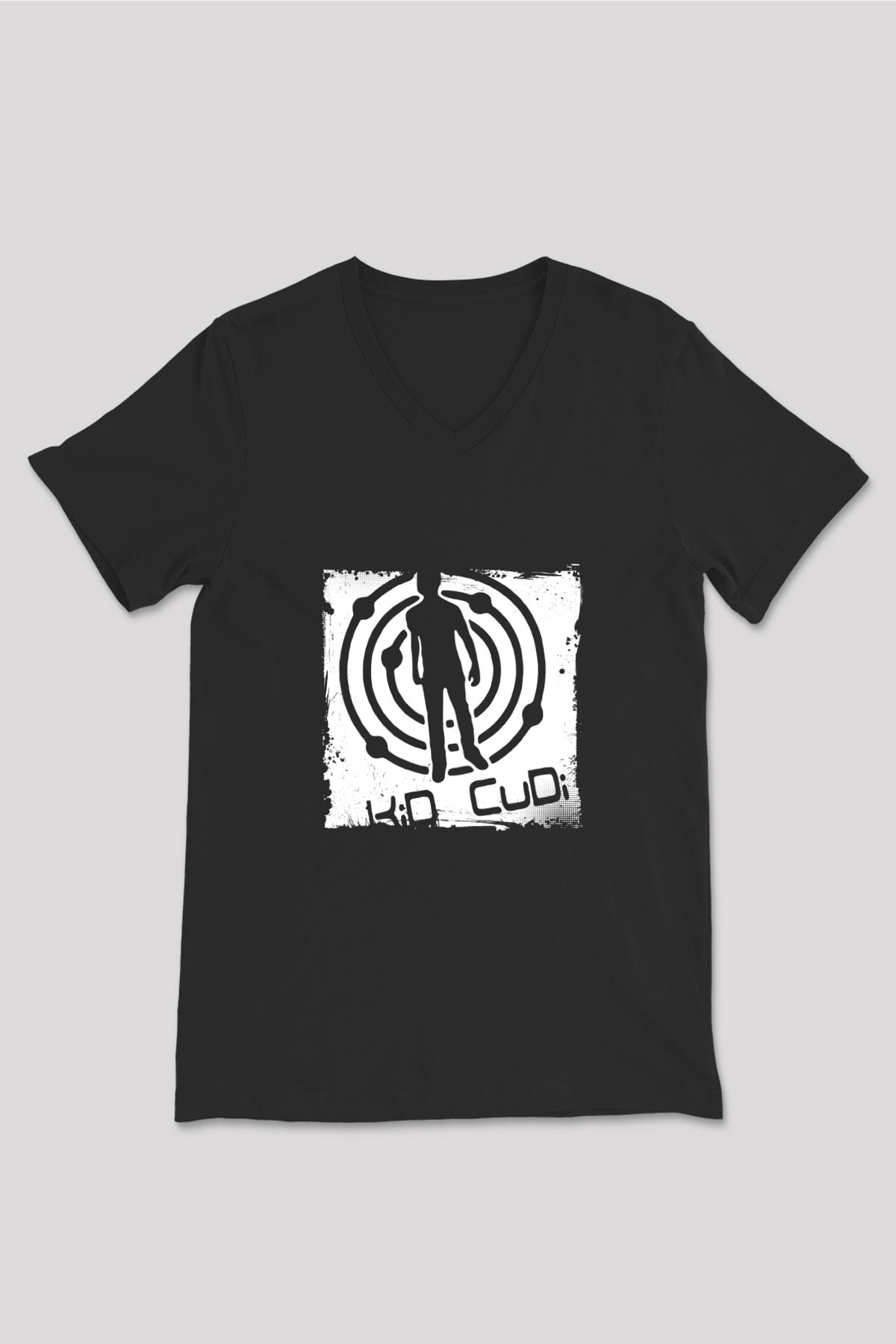 Kid Cudi Baskılı Unisex Siyah V Yaka Tişört