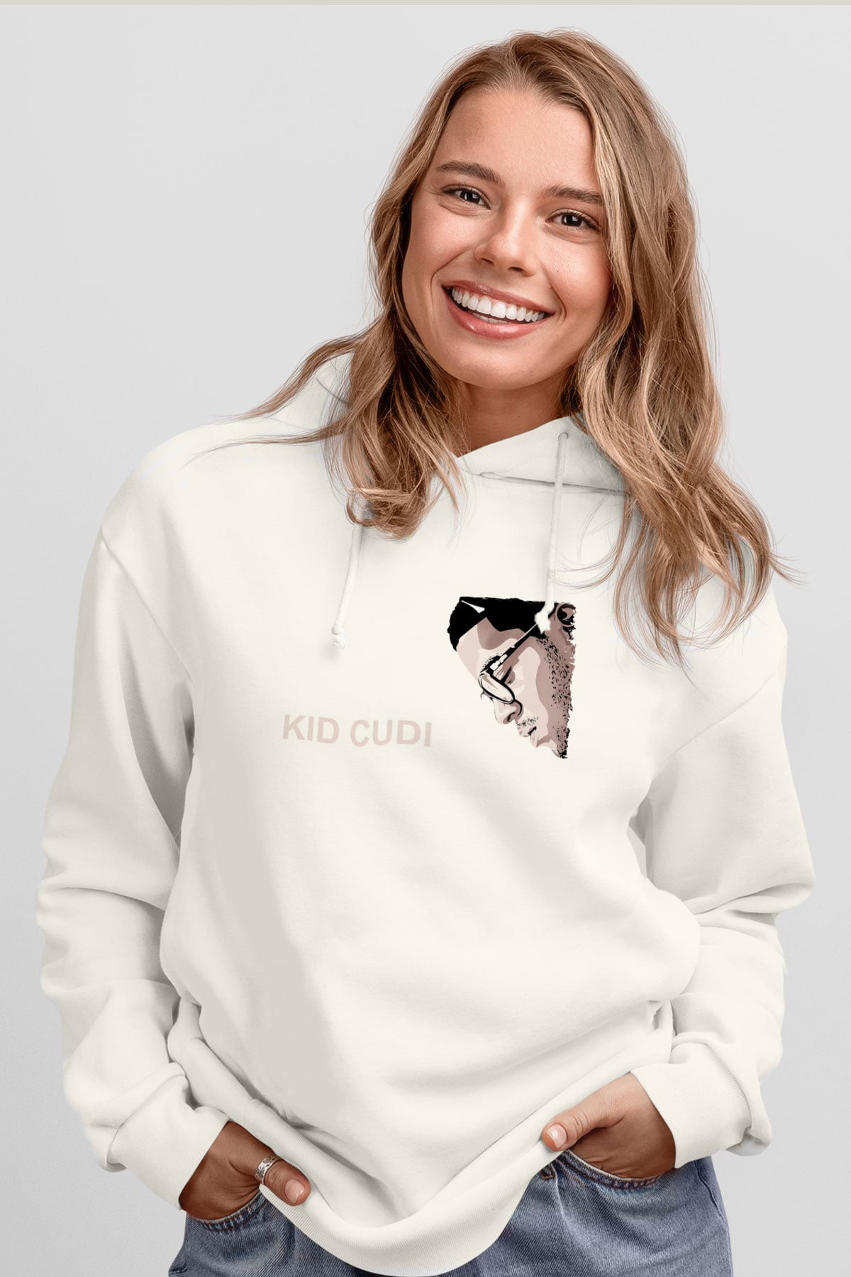 Kid Cudi Beyaz Unisex Kapüşonlu Sweatshirt