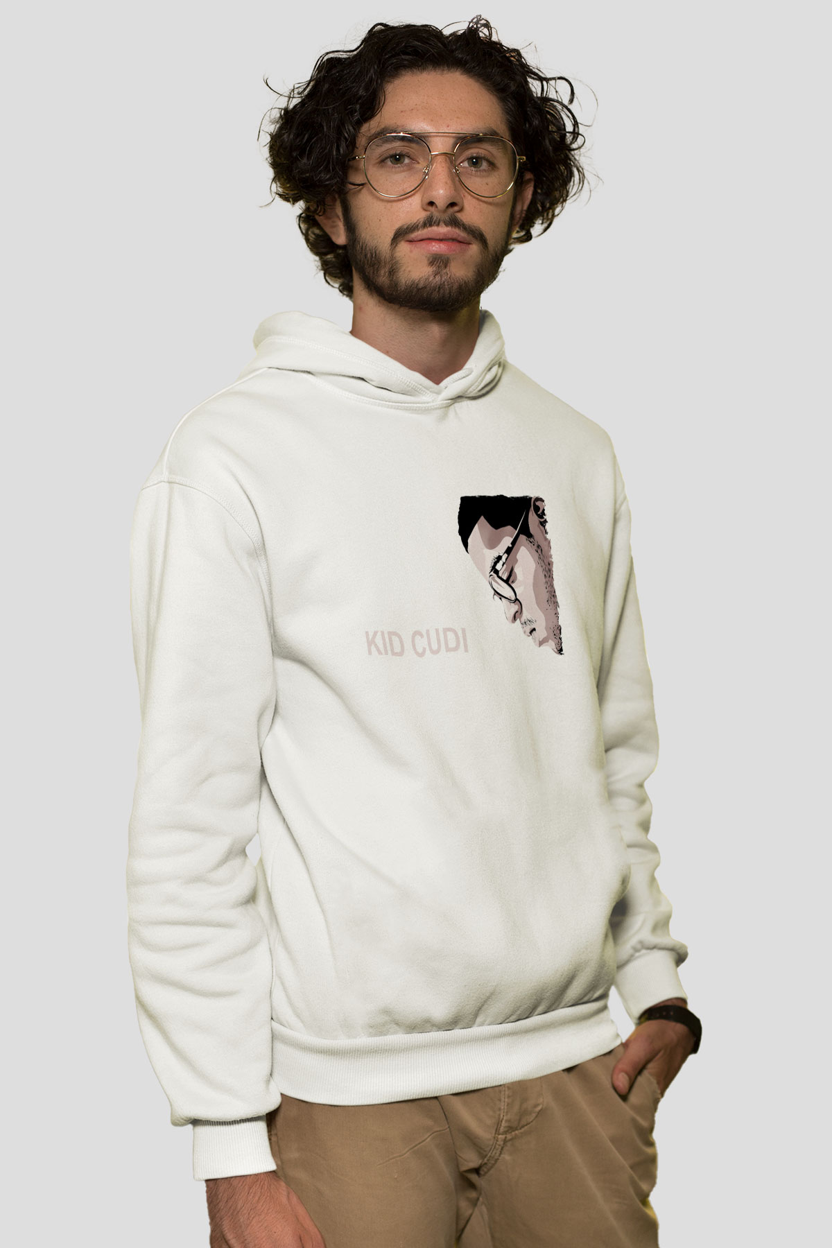 Kid Cudi Beyaz Unisex Kapüşonlu Sweatshirt