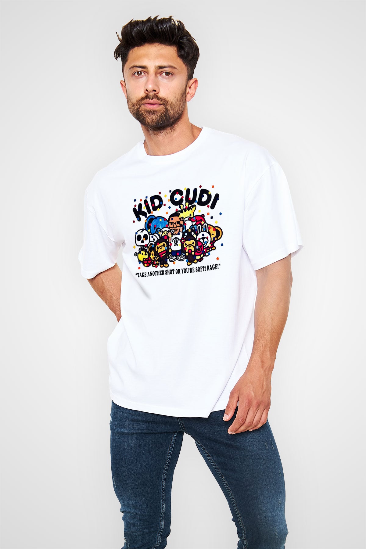 Kid Cudi Beyaz Unisex Oversize Tişört T-Shirt