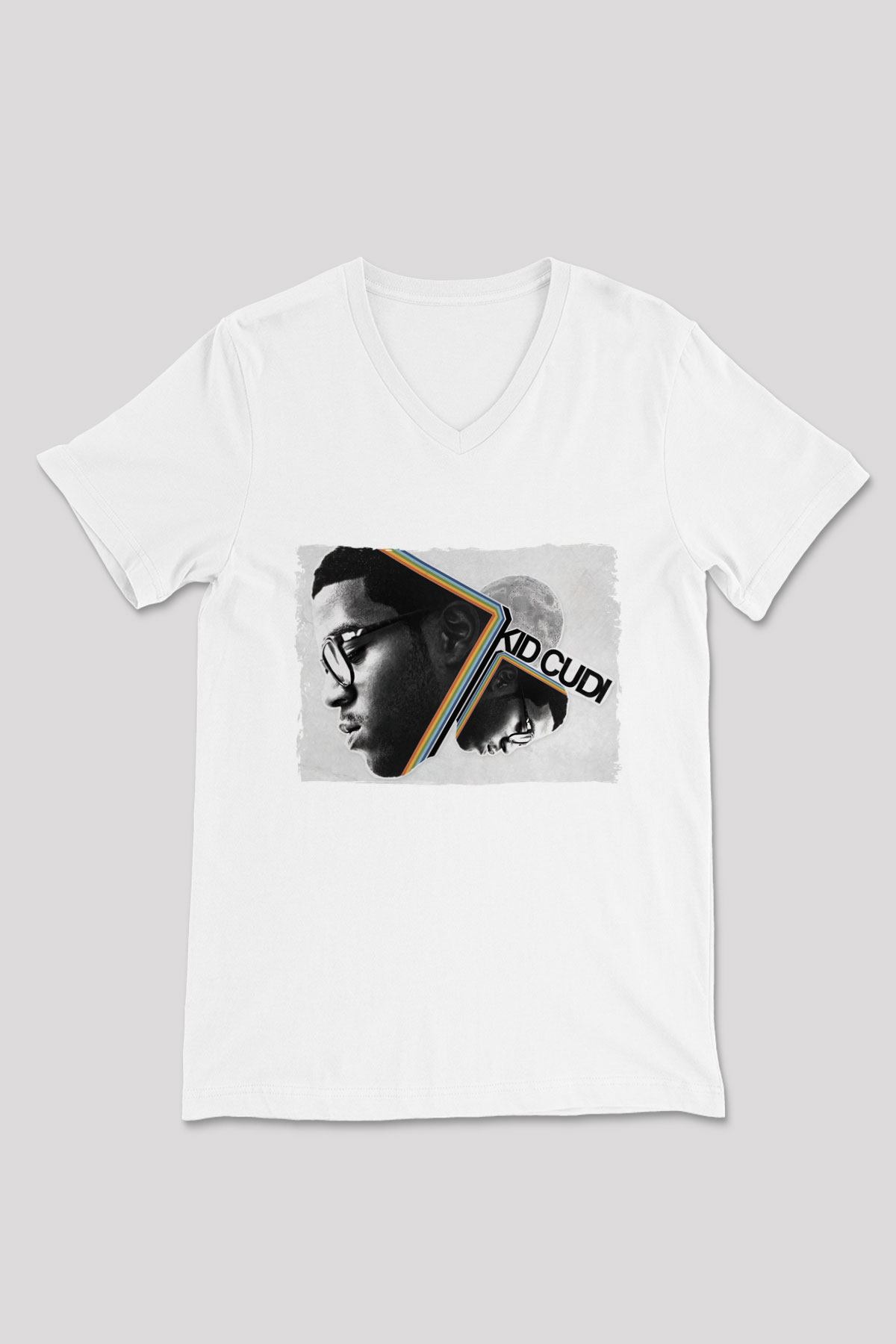 Kid Cudi Beyaz Unisex V Yaka Tişört