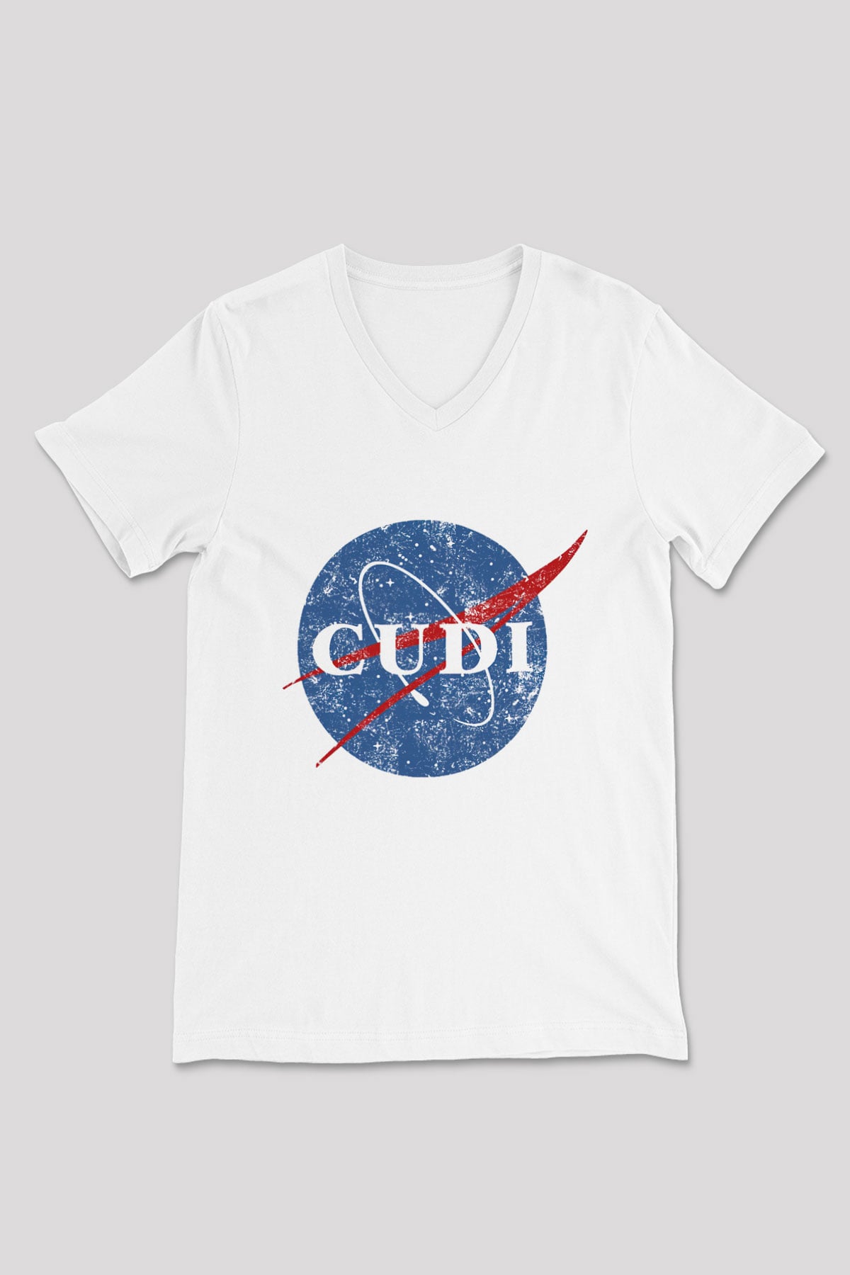 Kid Cudi Beyaz Unisex V Yaka Tişört