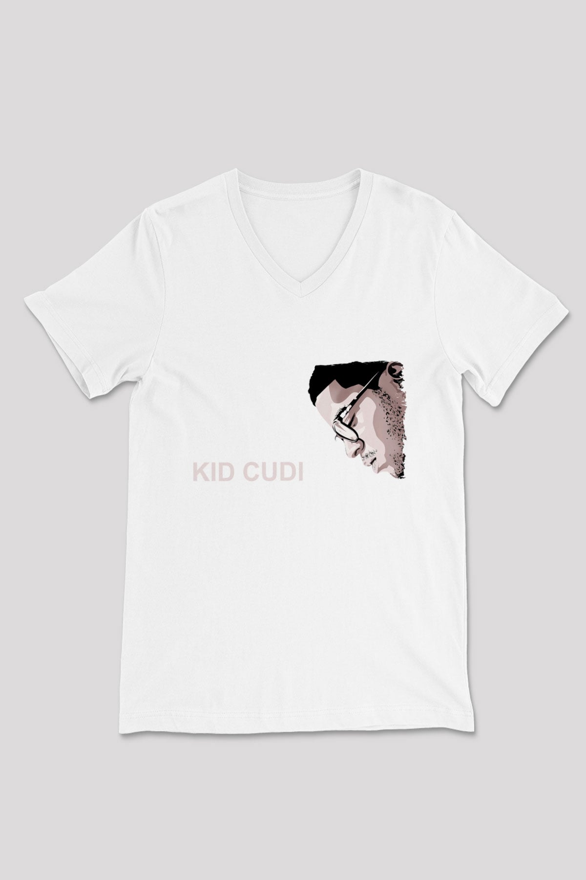 Kid Cudi Beyaz Unisex V Yaka Tişört