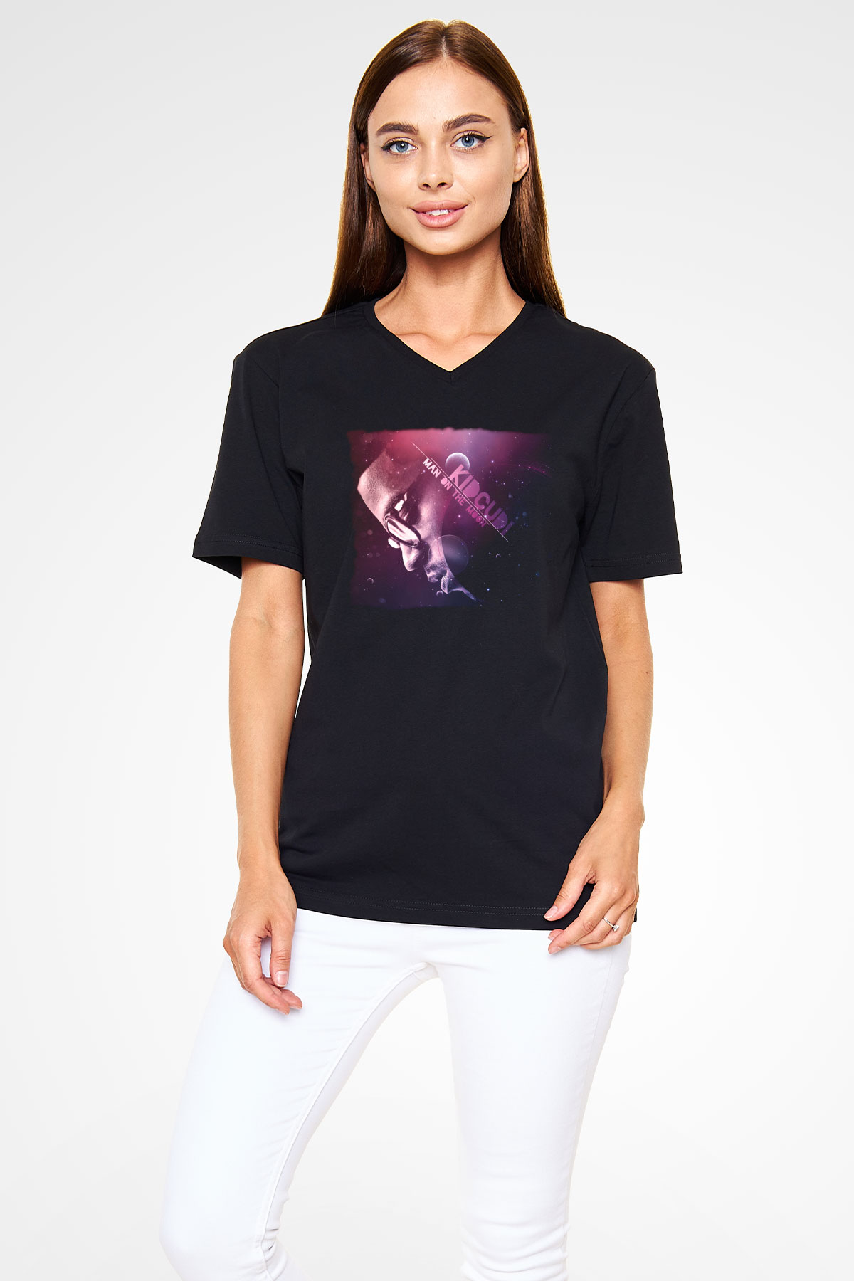 Kid Cudi Siyah Unisex V Yaka Tişört