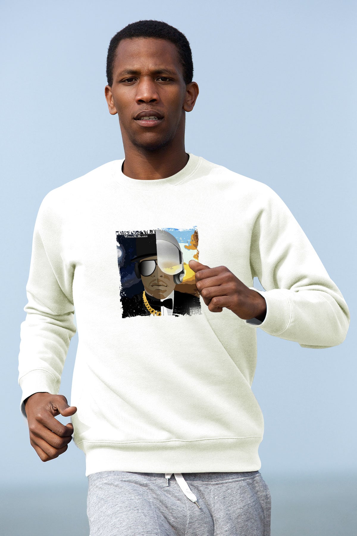 Kid 'n Play Baskılı Unisex Beyaz Sweatshirt
