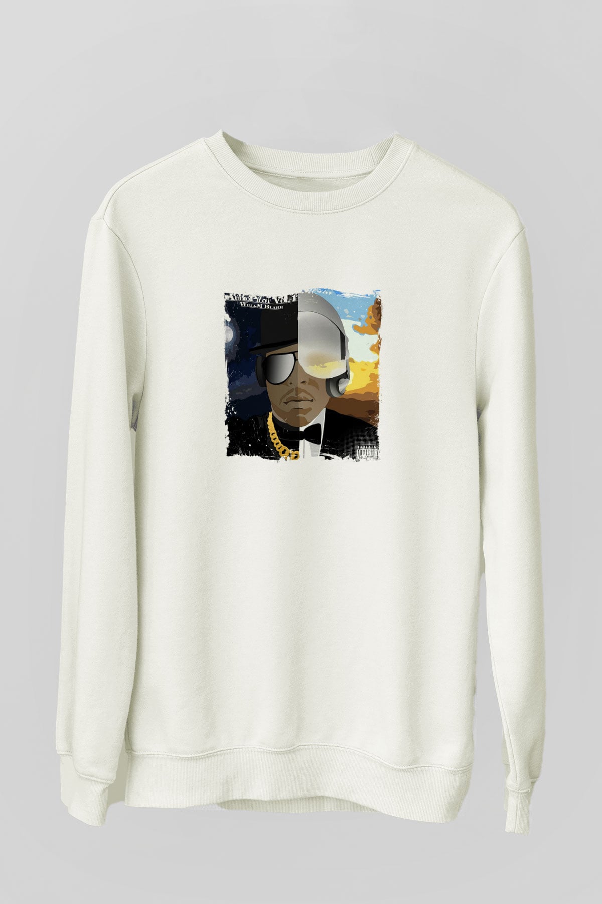 Kid 'n Play Baskılı Unisex Beyaz Sweatshirt
