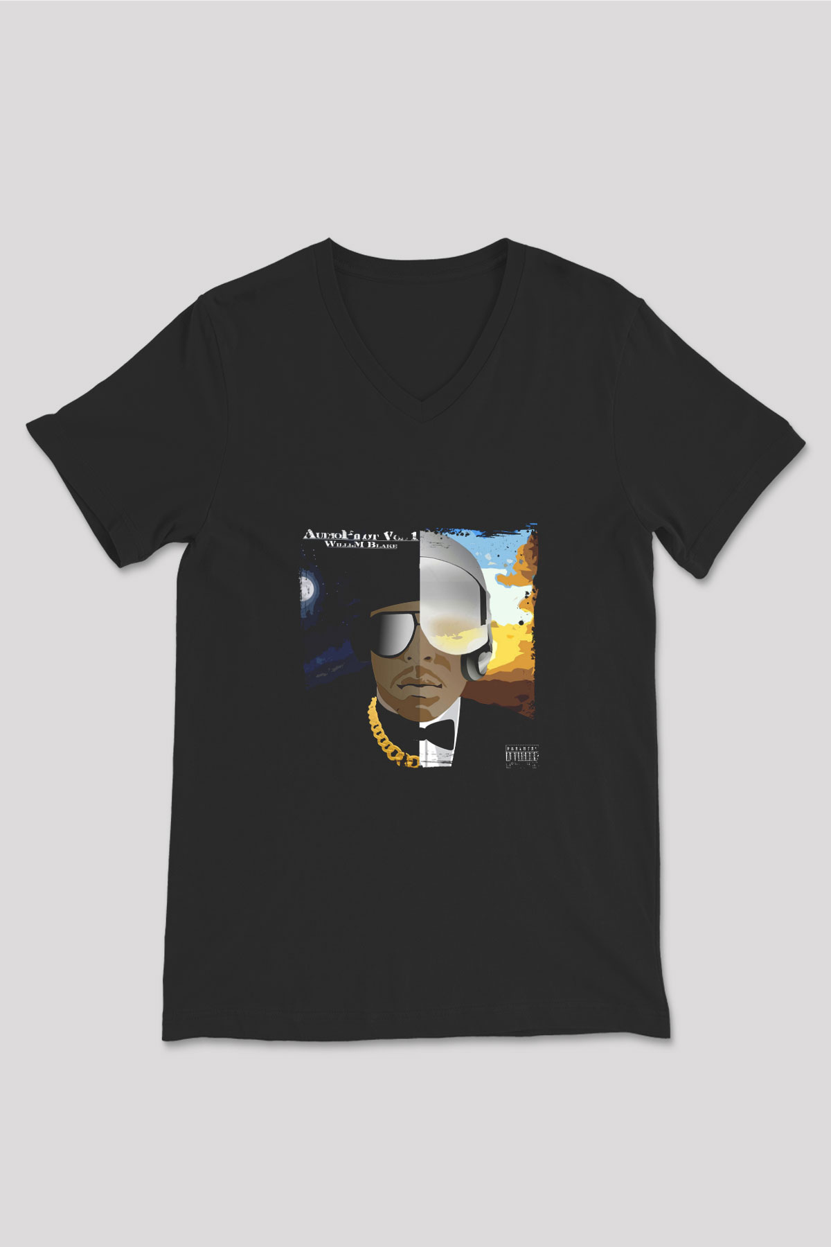Kid 'n Play Baskılı Unisex Siyah V Yaka Tişört