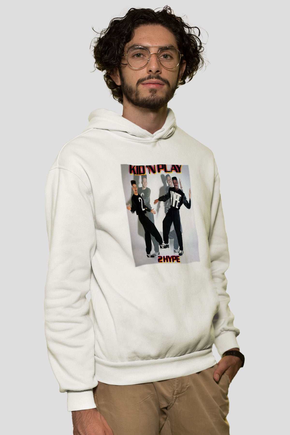 Kid 'n Play Beyaz Unisex Kapşonlu Sweatshirt