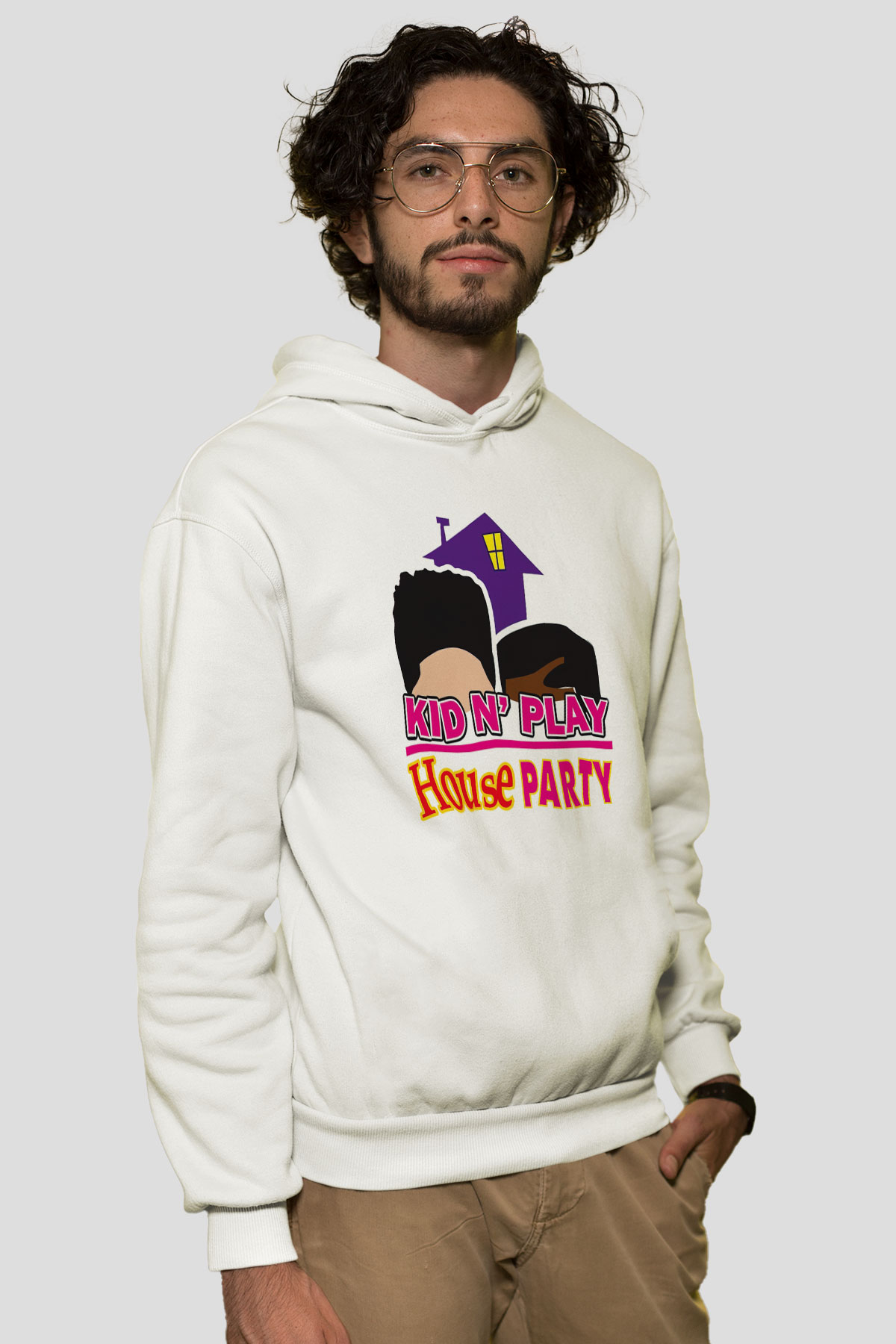 Kid 'n Play Beyaz Unisex Kapüşonlu Sweatshirt