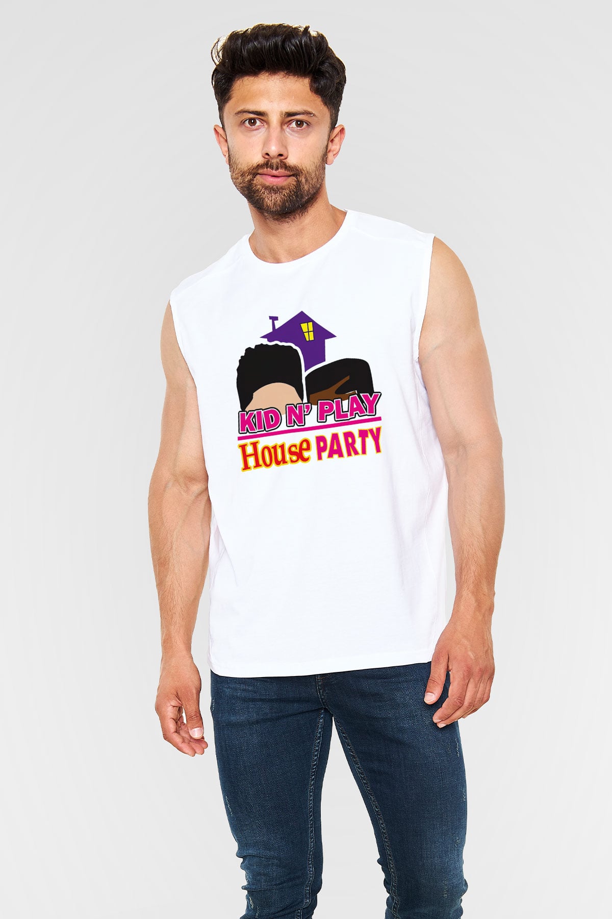 Kid 'n Play Beyaz Unisex Kolsuz Tişört