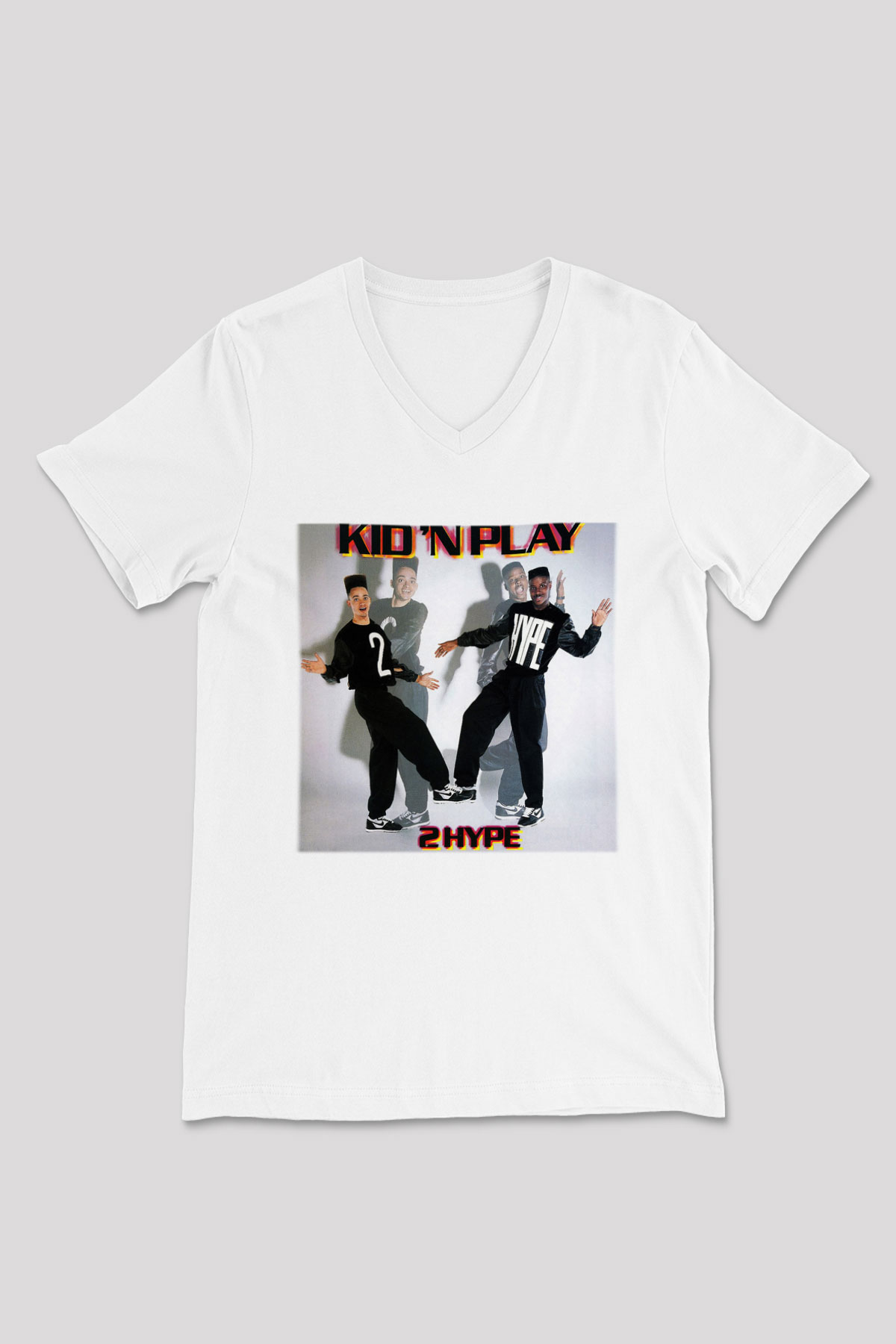 Kid 'n Play Beyaz Unisex V Yaka Tişört T-Shirt