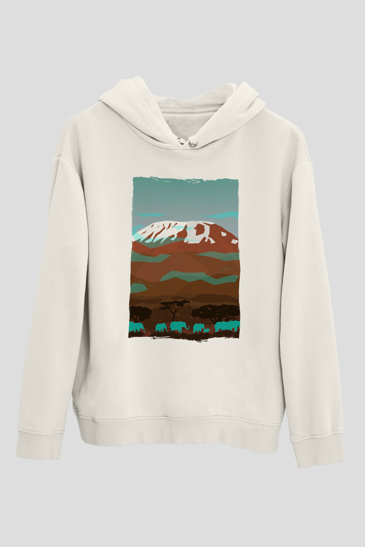 Kilimanjaro Beyaz Unisex Hoodie