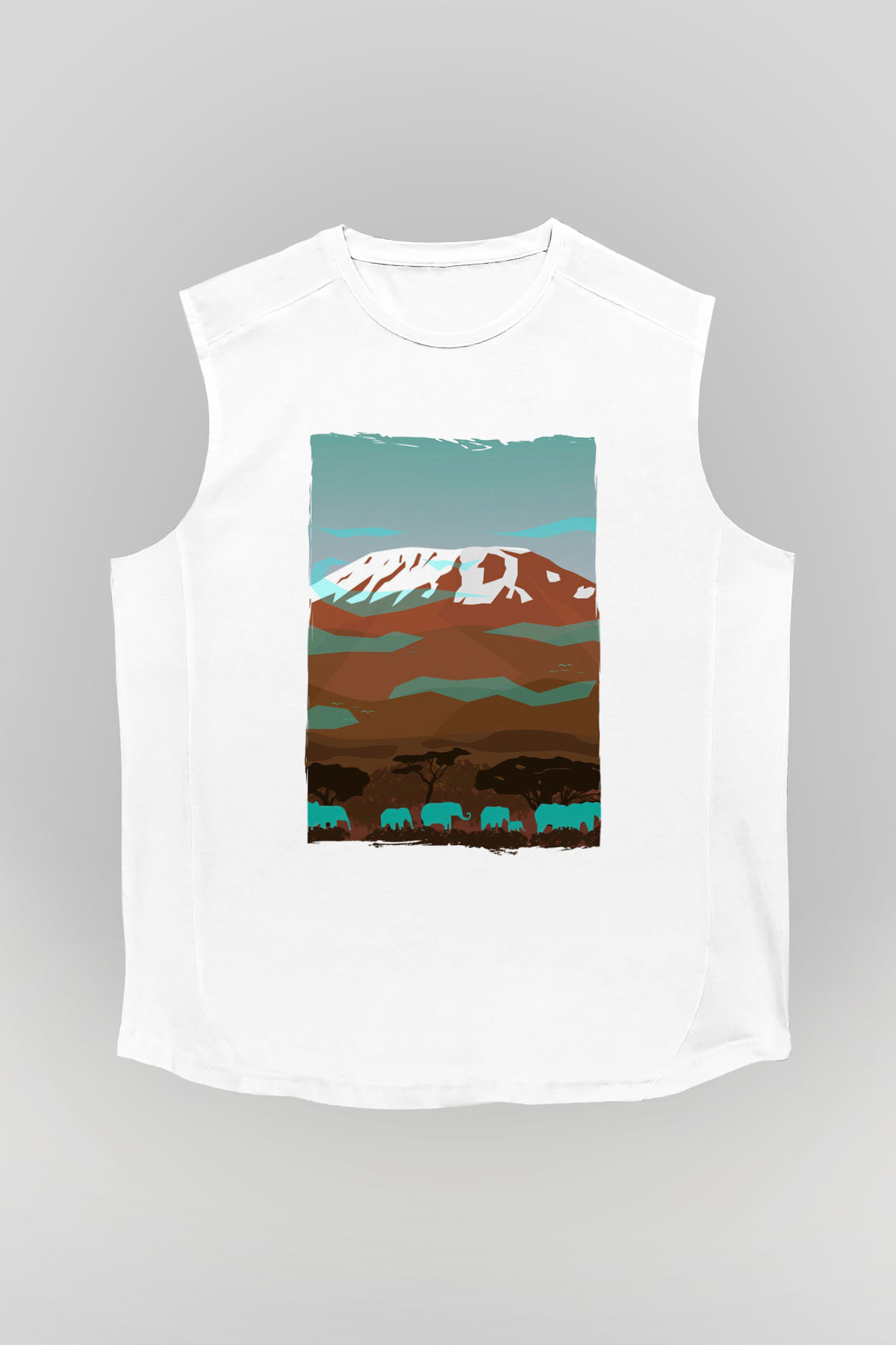 Kilimanjaro Beyaz Unisex Kolsuz Tişört