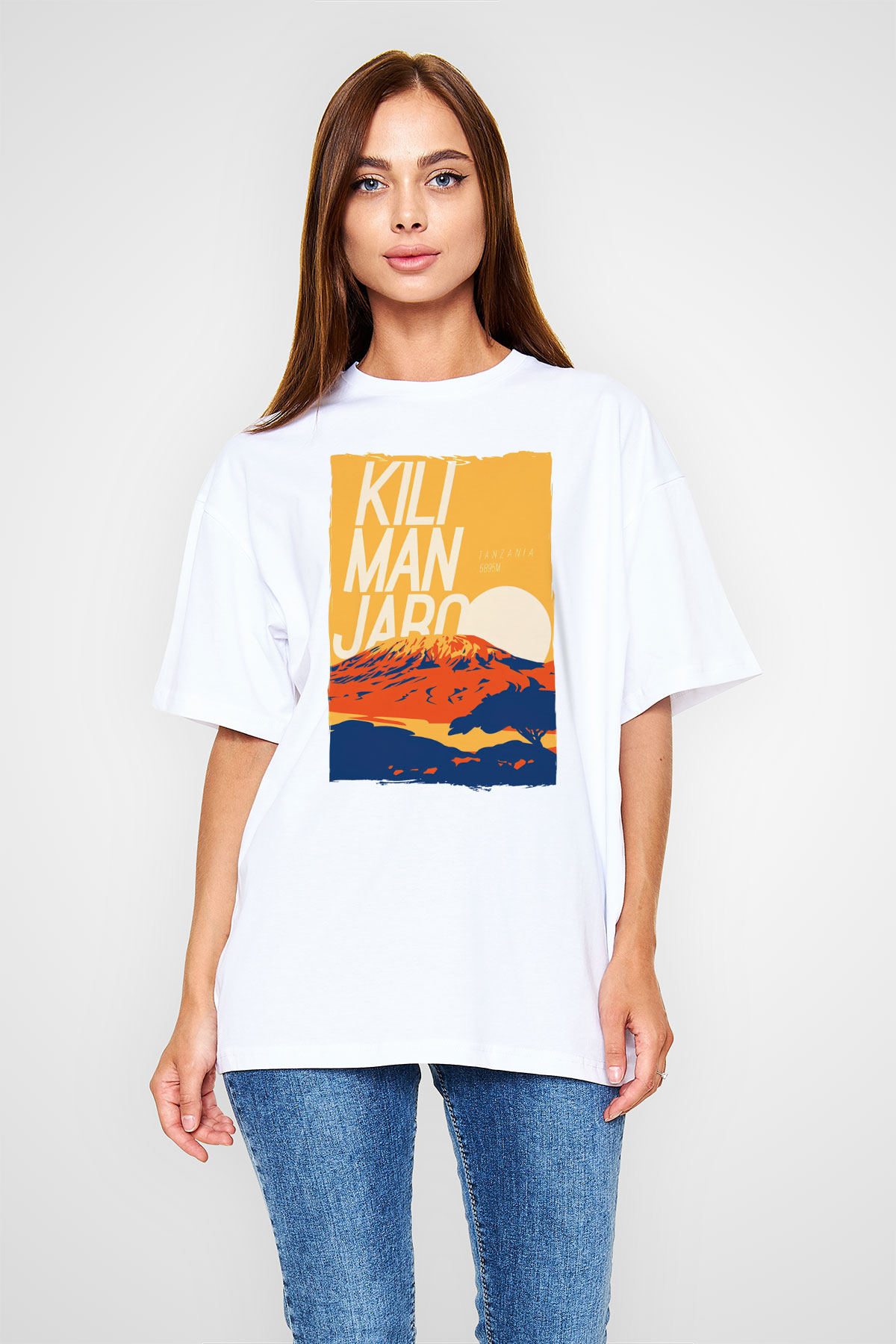 Kilimanjaro Beyaz Unisex Tişört T-Shirt - TişörtFabrikası
