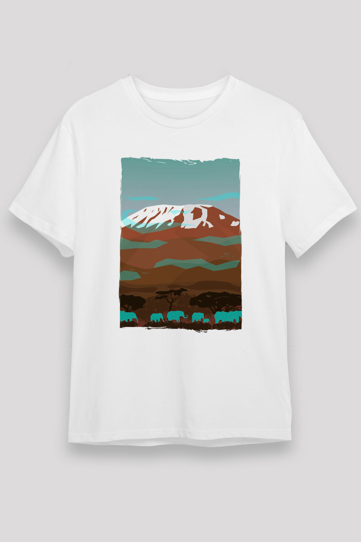 Kilimanjaro Beyaz Unisex Tişört T-Shirt - TişörtFabrikası