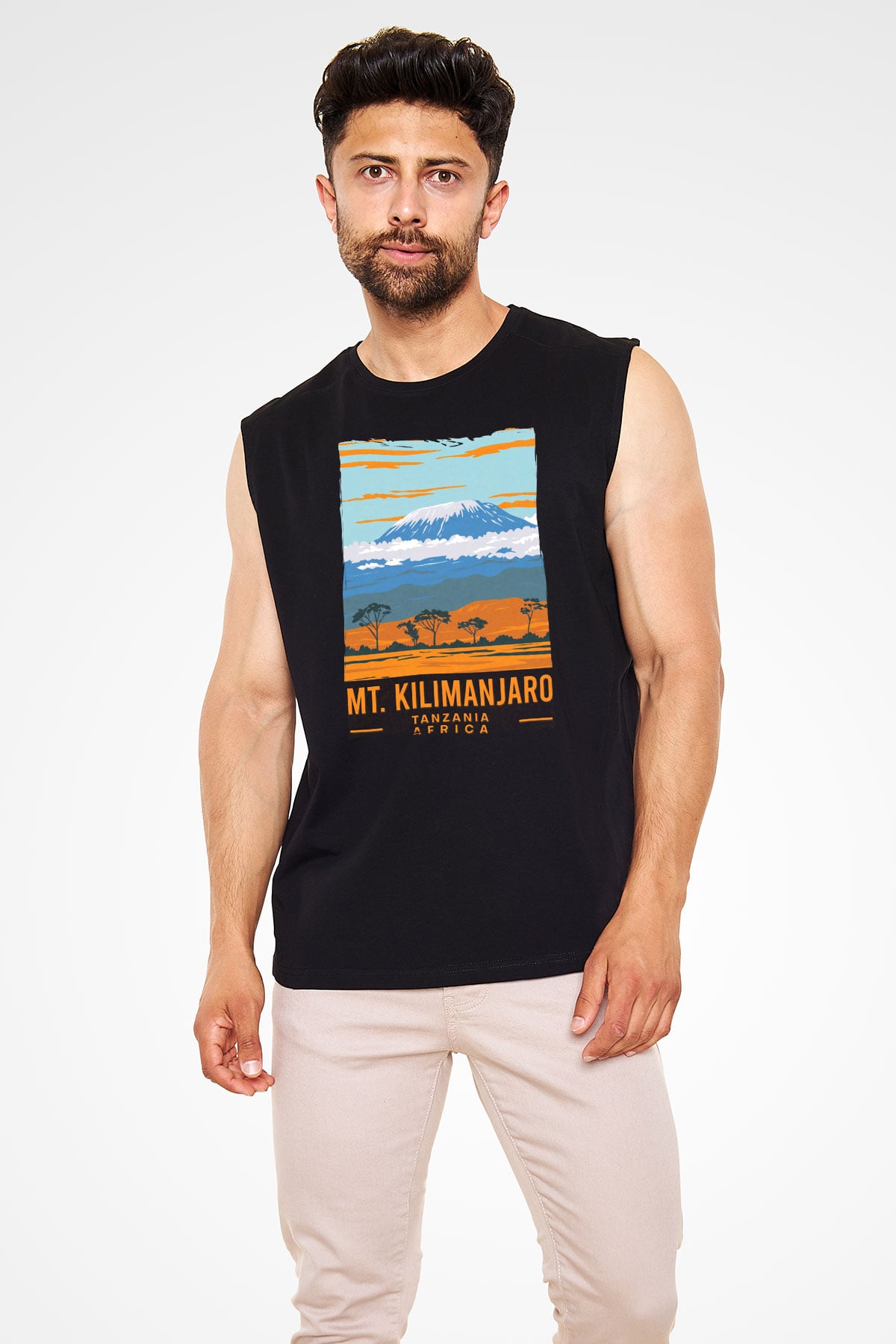 Kilimanjaro Siyah Unisex Kolsuz Tişört