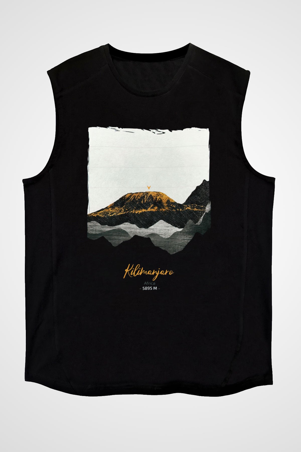 Kilimanjaro Siyah Unisex Kolsuz Tişört
