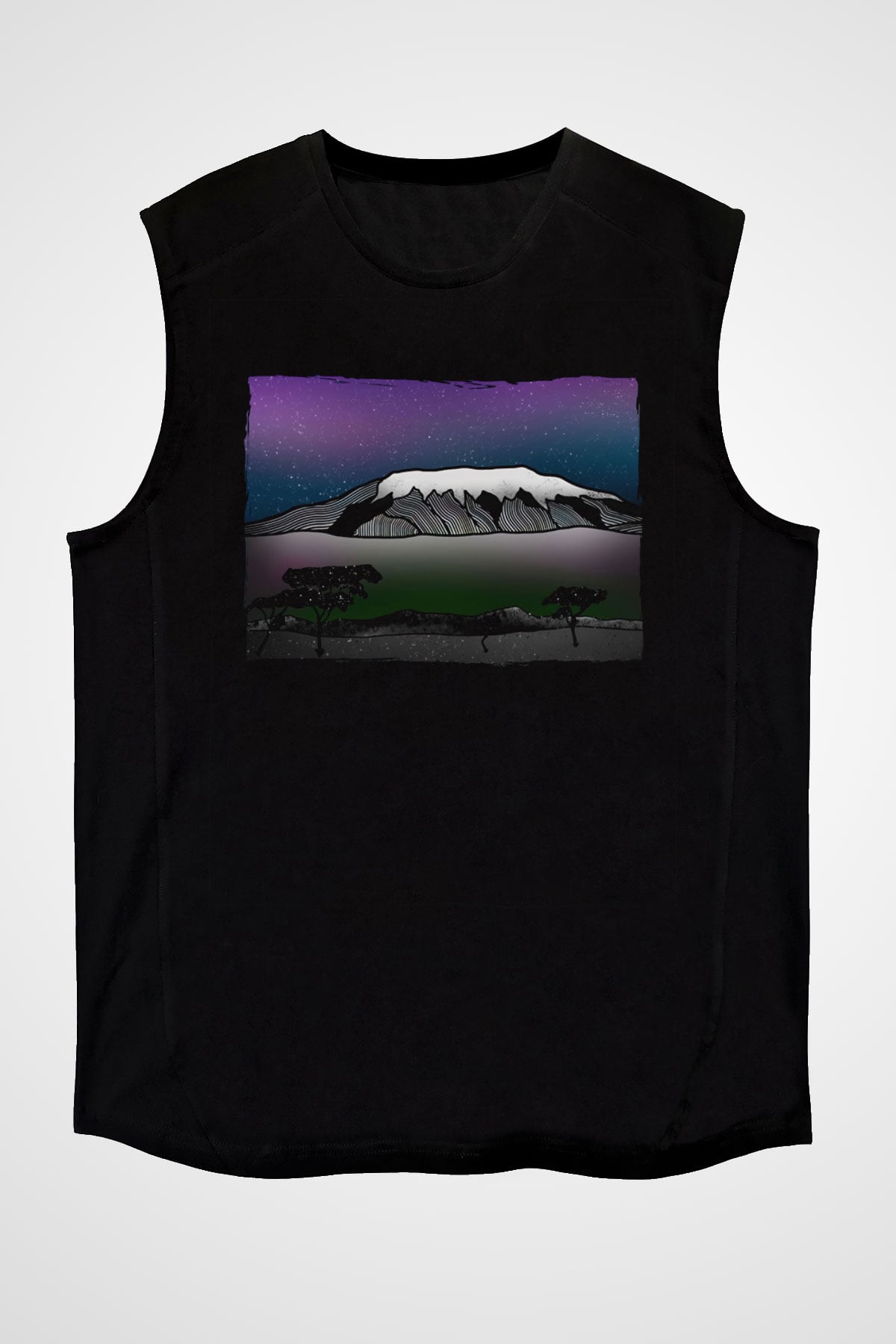 Kilimanjaro Siyah Unisex Kolsuz Tişört