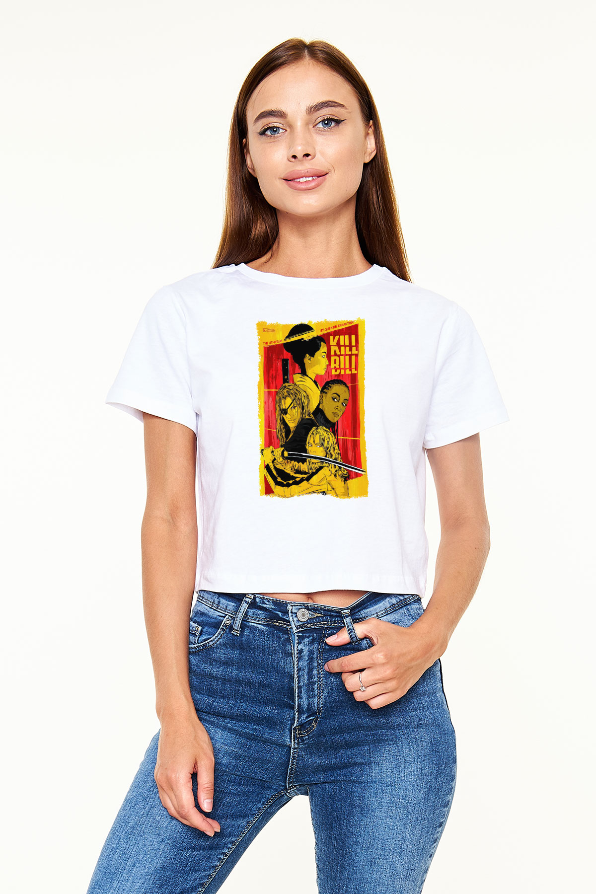 Kill Bill Beyaz  Crop Top Tişört