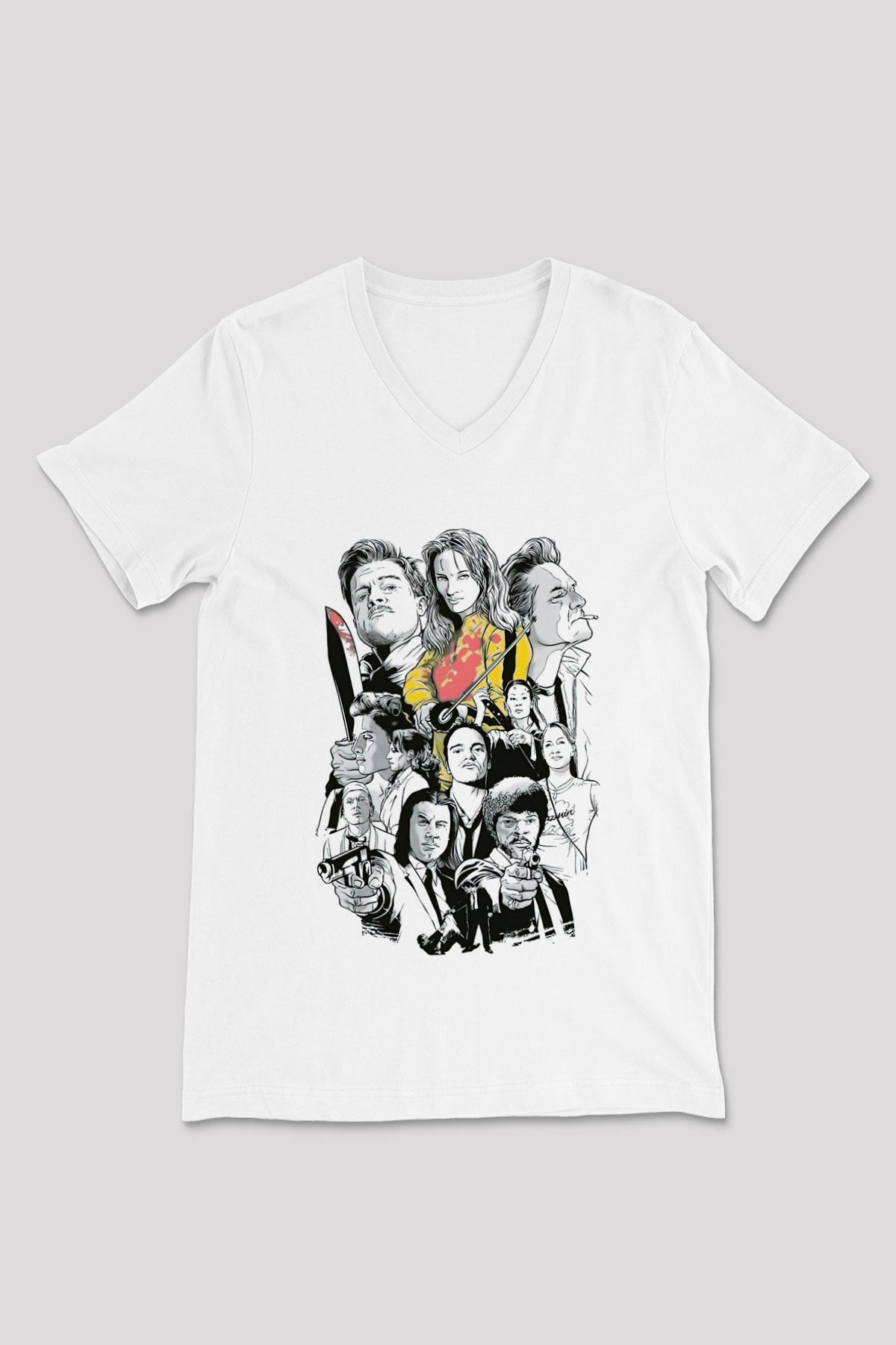 Kill Bill Beyaz Unisex V Yaka Tişört