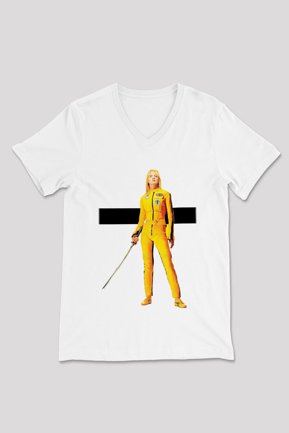 Kill Bill Beyaz Unisex V Yaka Tişört T-Shirt