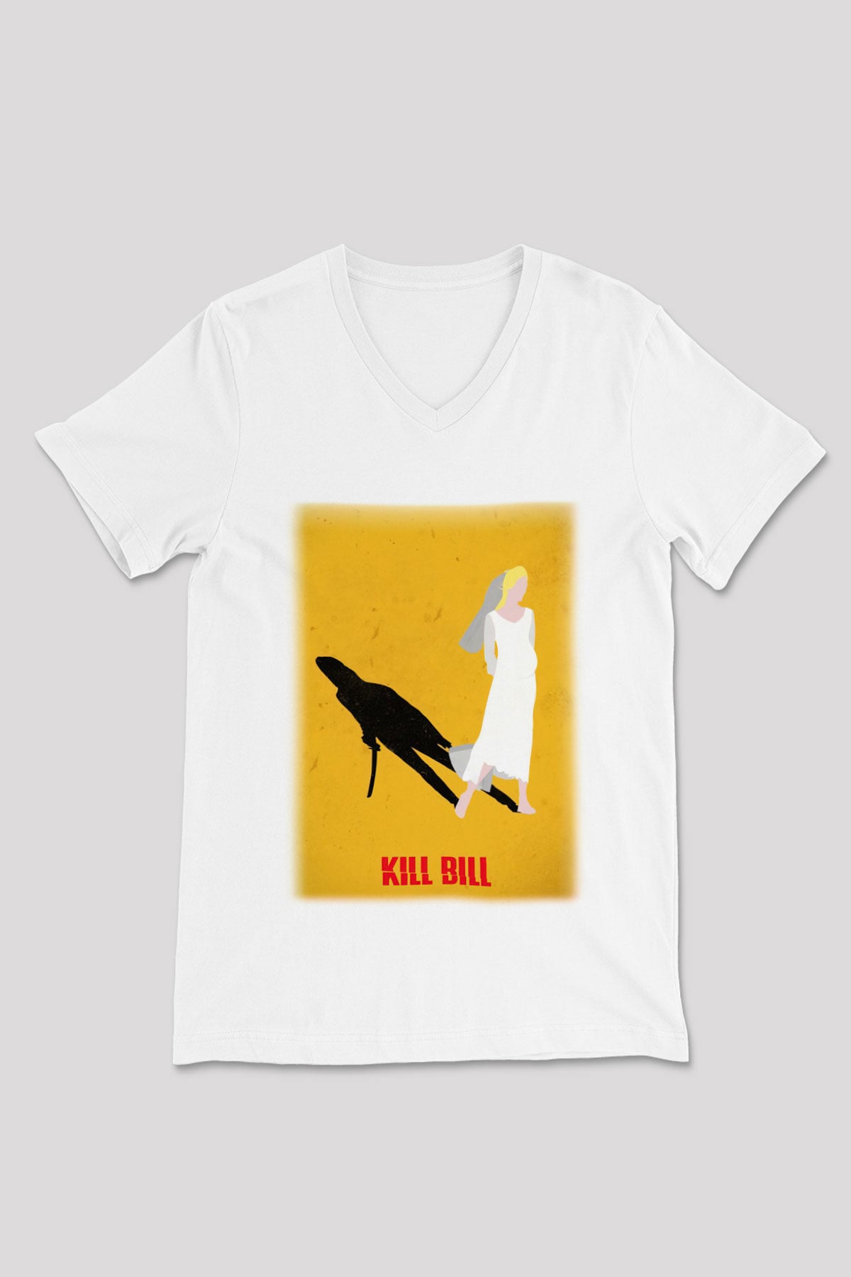 Kill Bill Beyaz Unisex V Yaka Tişört T-Shirt