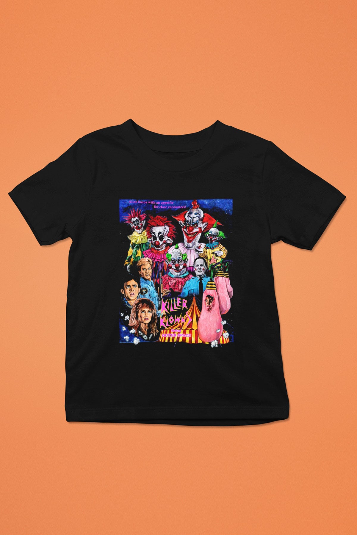 Killer Klowns from Outer Space Baskılı Siyah Unisex Çocuk Tişört