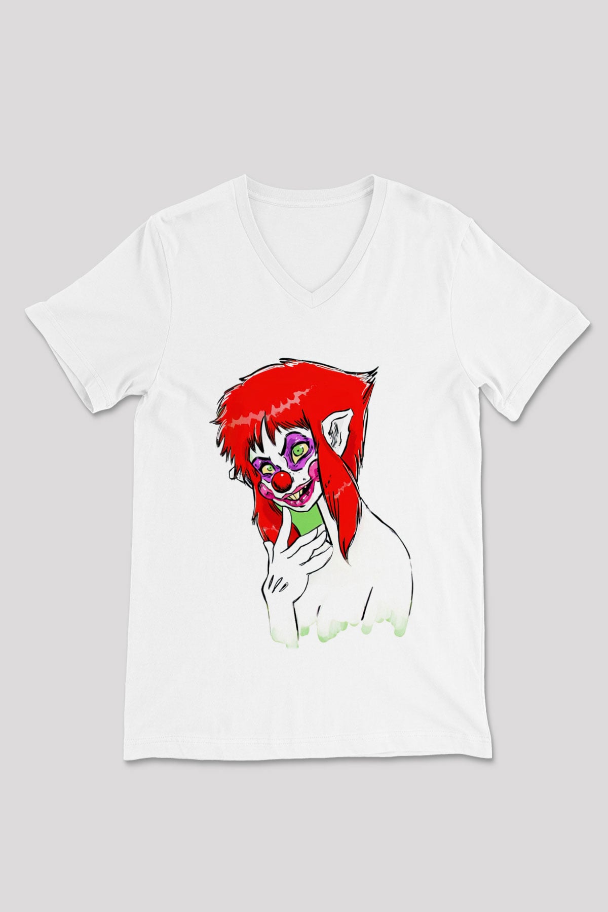 Killer Klowns from Outer Space Beyaz Unisex  V Yaka Tişört