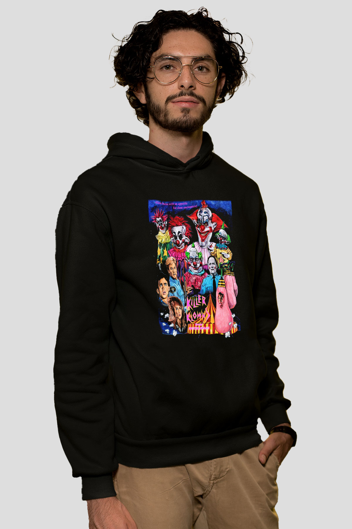 Killer Klowns from Outer Space Siyah Unisex Kapüşonlu Sweatshirt