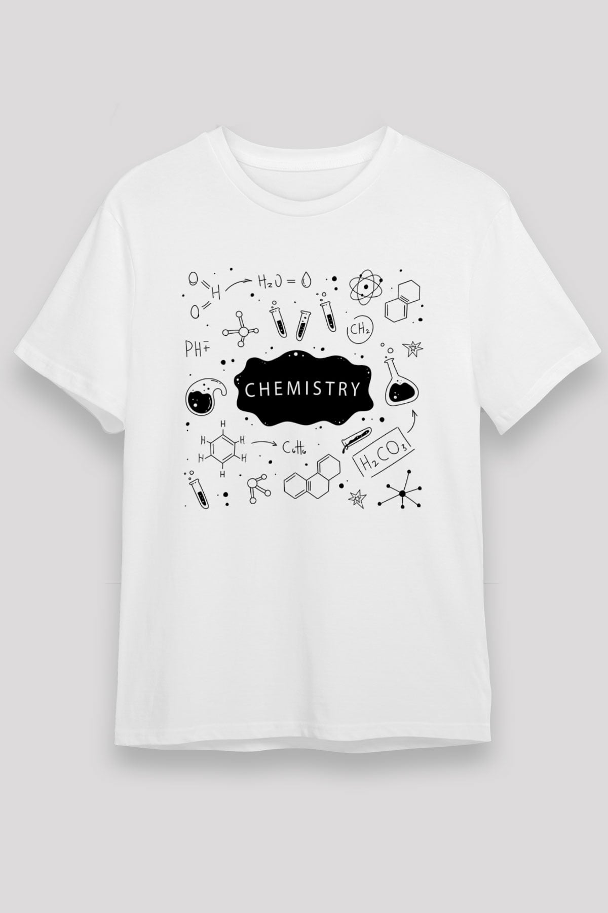 Kimya Bağlar Baskılı Unisex Beyaz Tişört