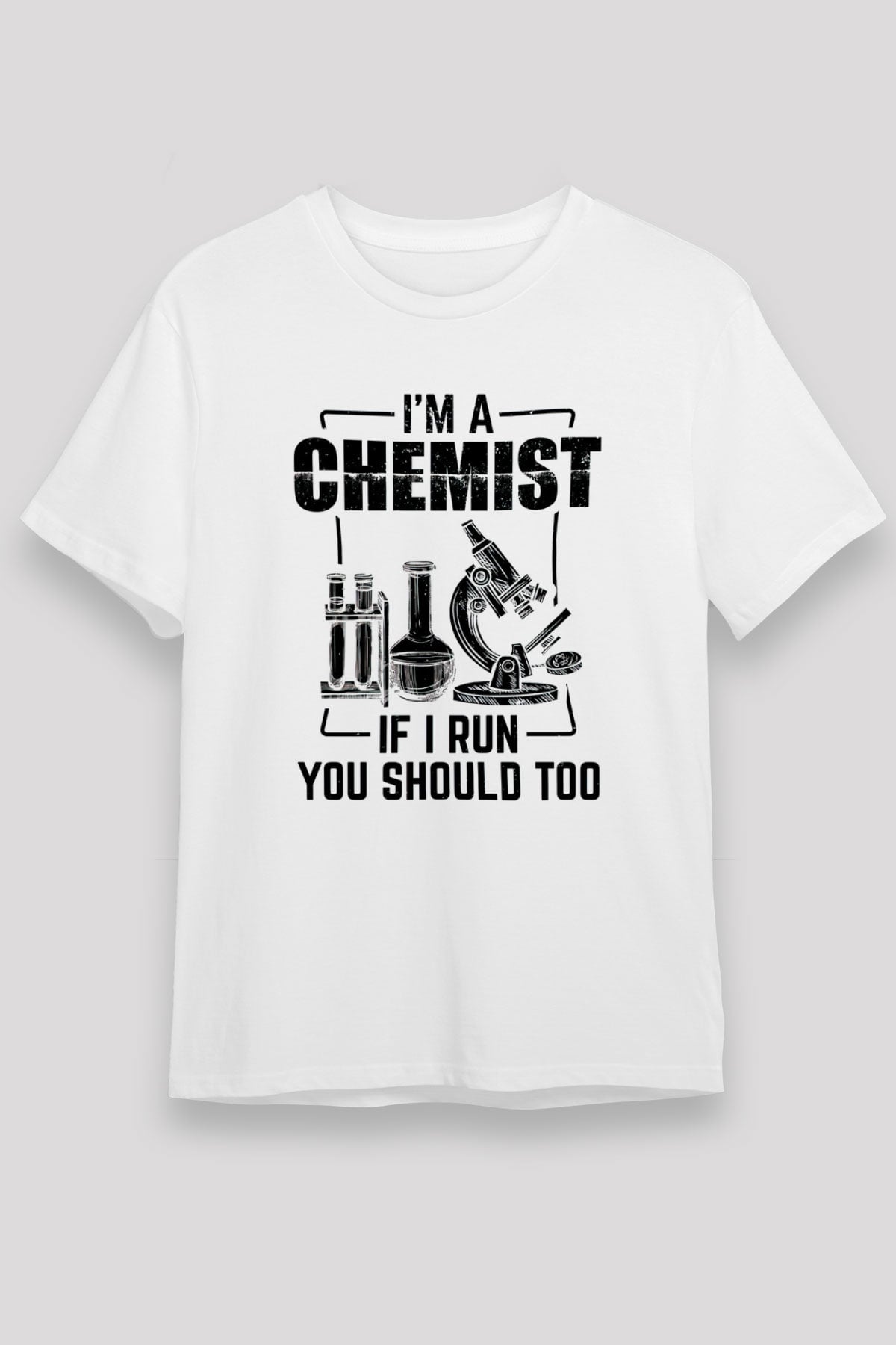 Kimya Bilimi Baskılı Unisex Beyaz Tişört - Tshirt