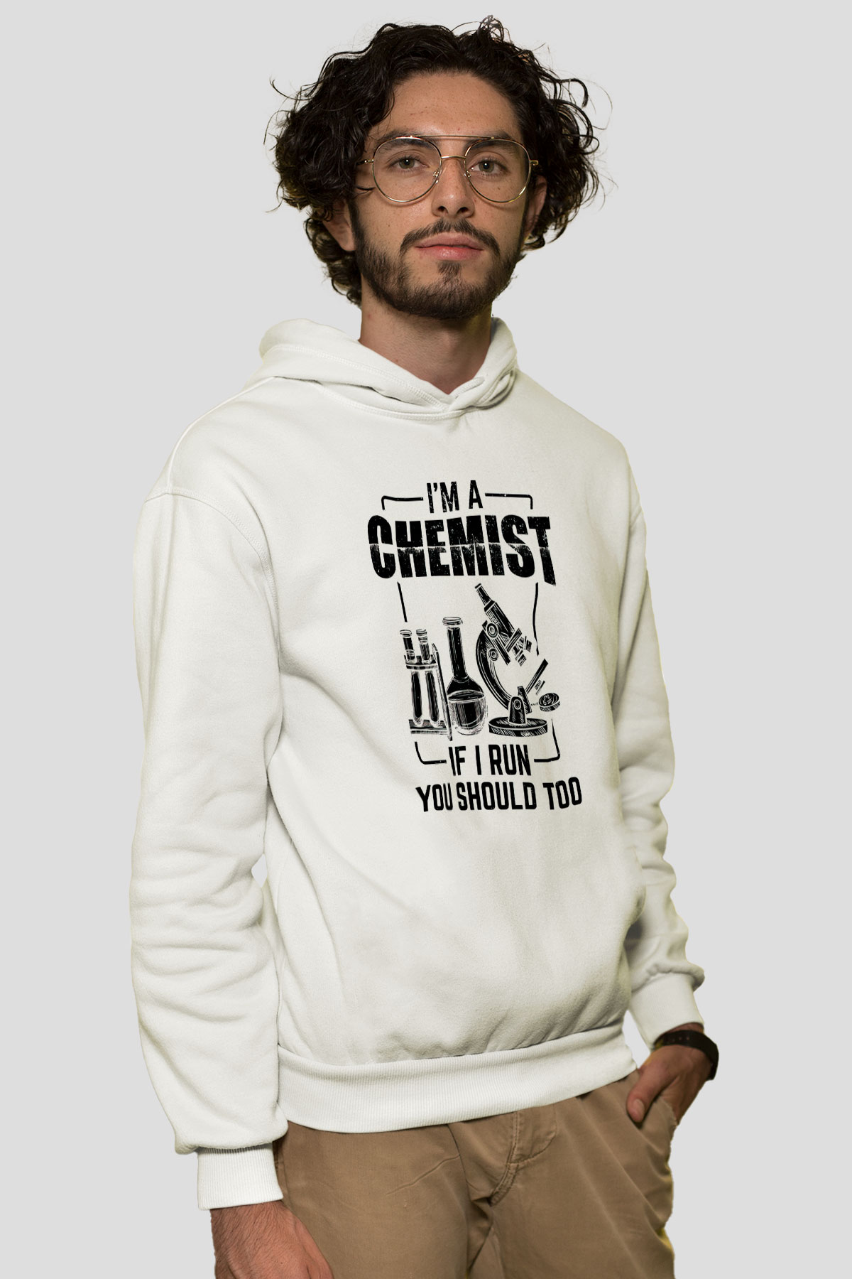 Kimya Bilimi Baskılı Unisex Ekru Hoodie