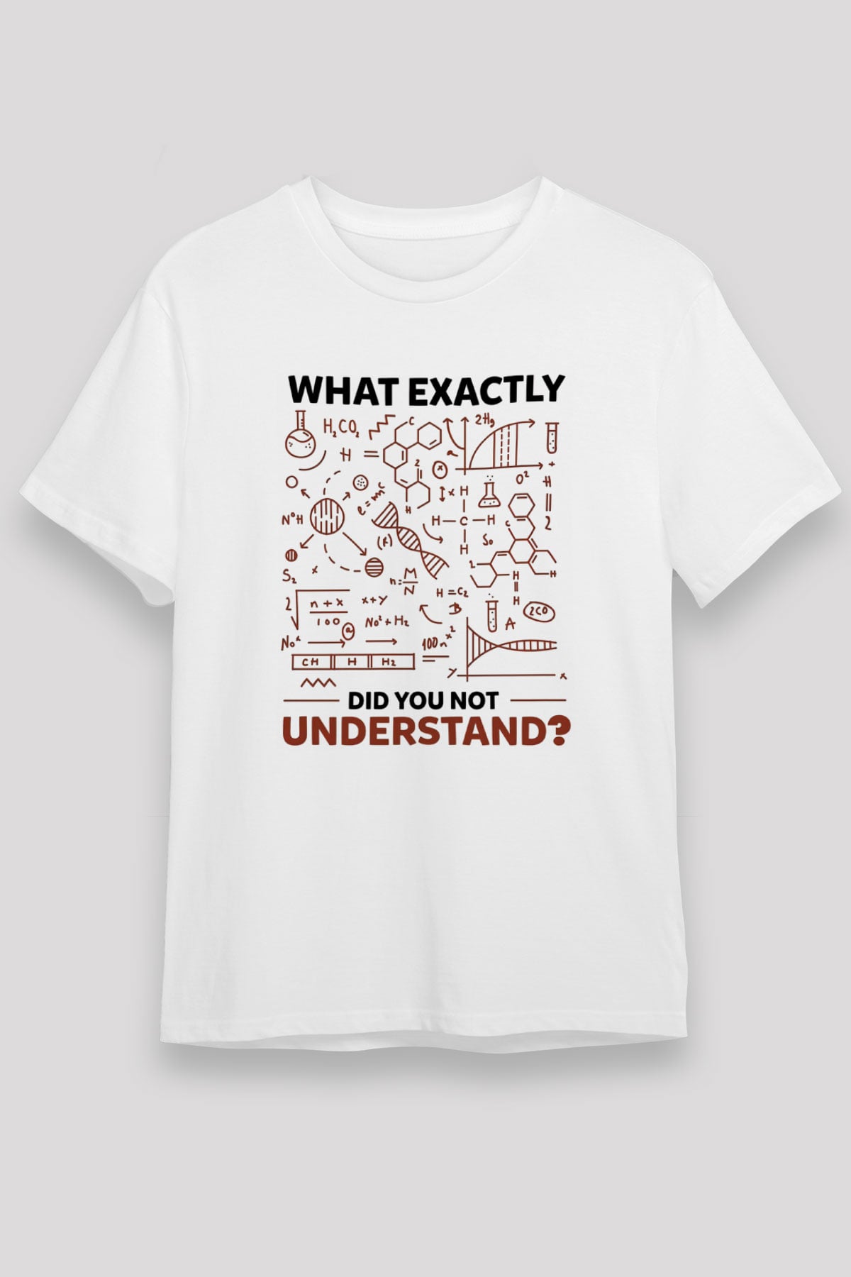 Kimya Formülleri Baskılı Unisex Beyaz Tişört - Tshirt
