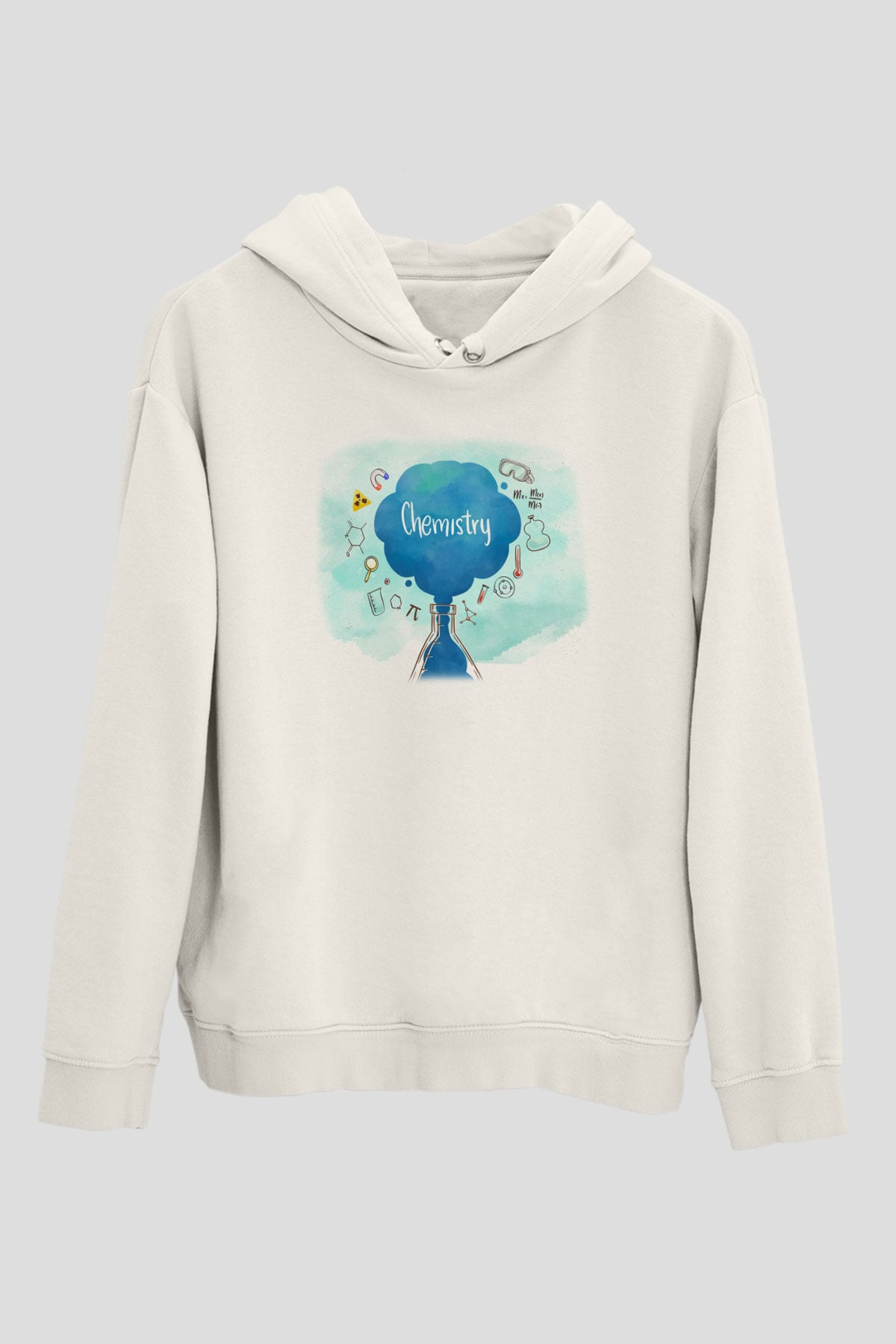 Kimya Formülleri Baskılı Unisex Beyaz Hoodie