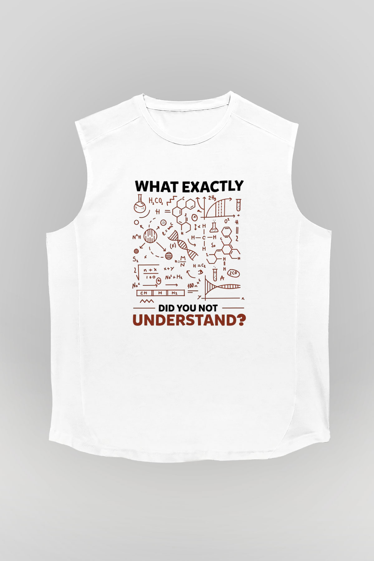 Kimya Formülleri Baskılı Unisex Kolsuz Beyaz Tişört - Tshirt