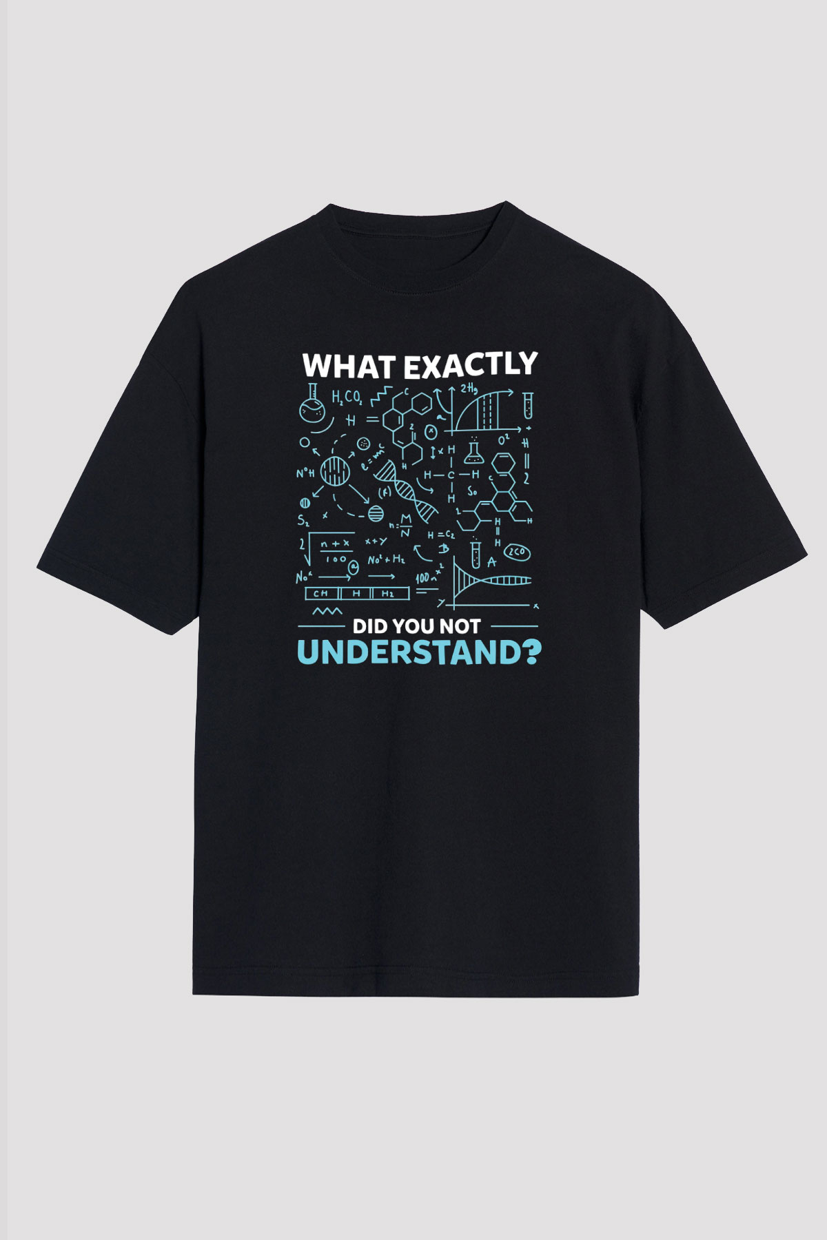 Kimya Formülleri Baskılı Unisex Oversize Tişört - Tshirt