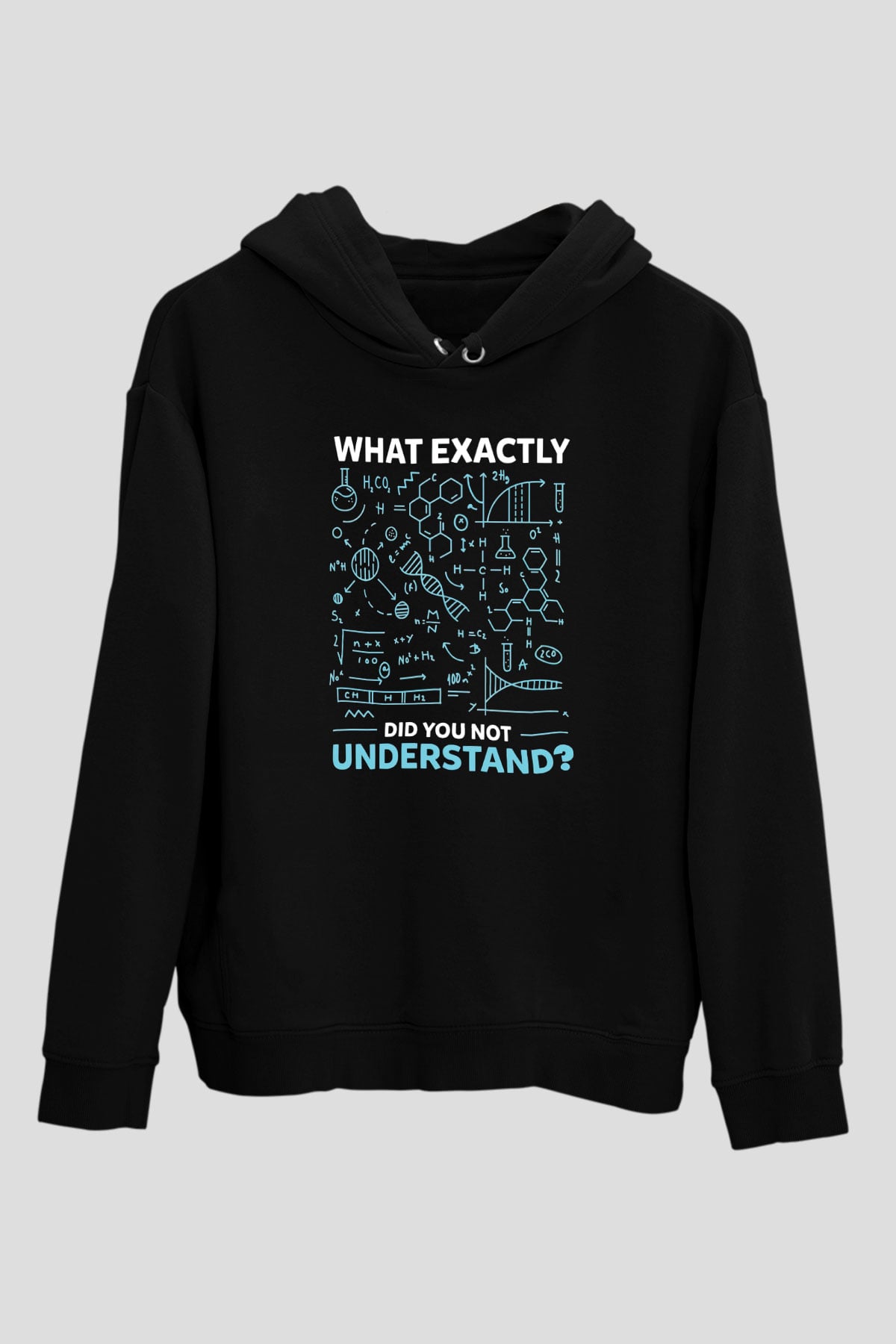 Kimya Formülleri Baskılı Unisex Siyah Hoodie