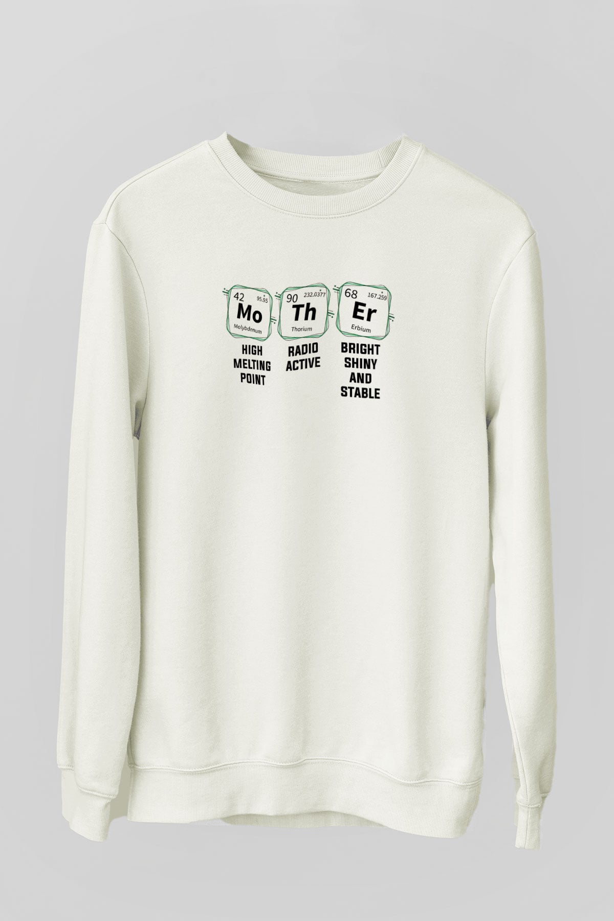 Kimya Periyodik Tablo Anne Baskılı Unisex Ekru Sweatshirt