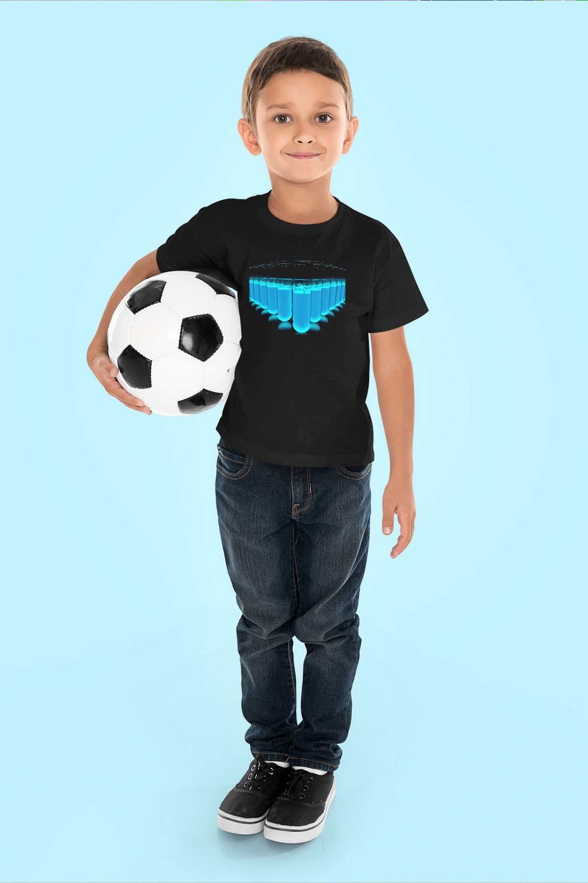 Kimyager Baskılı Siyah Unisex Çocuk Tişört