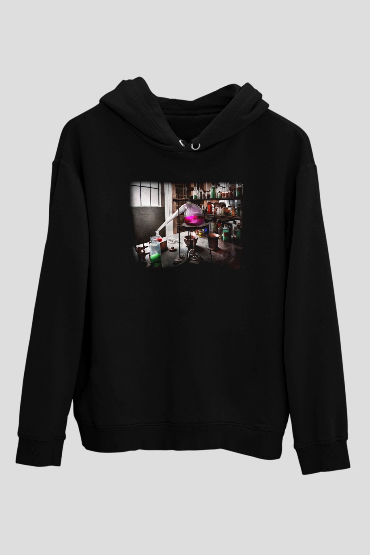 Kimyager Siyah Unisex Kapşonlu Sweatshirt