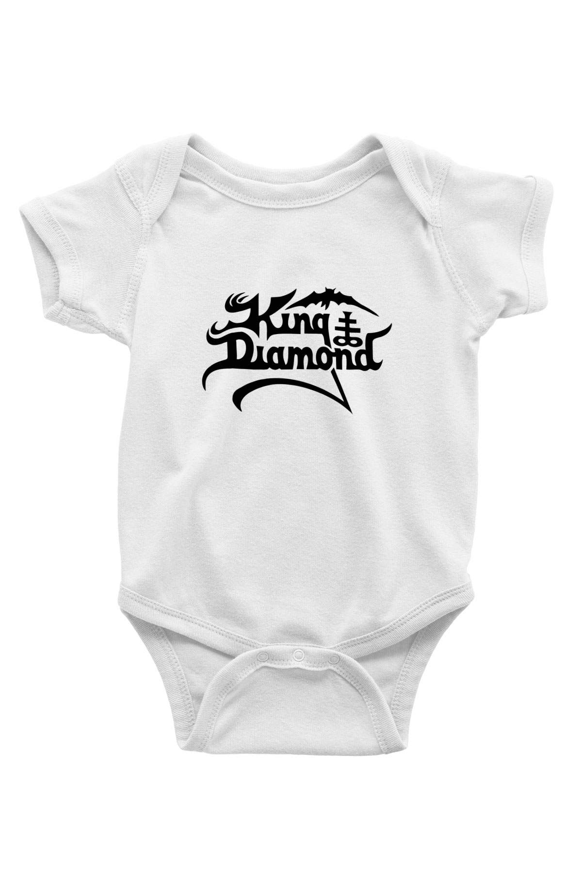 King Diamond Baskılı Beyaz Unisex Bebek Body - Zıbın