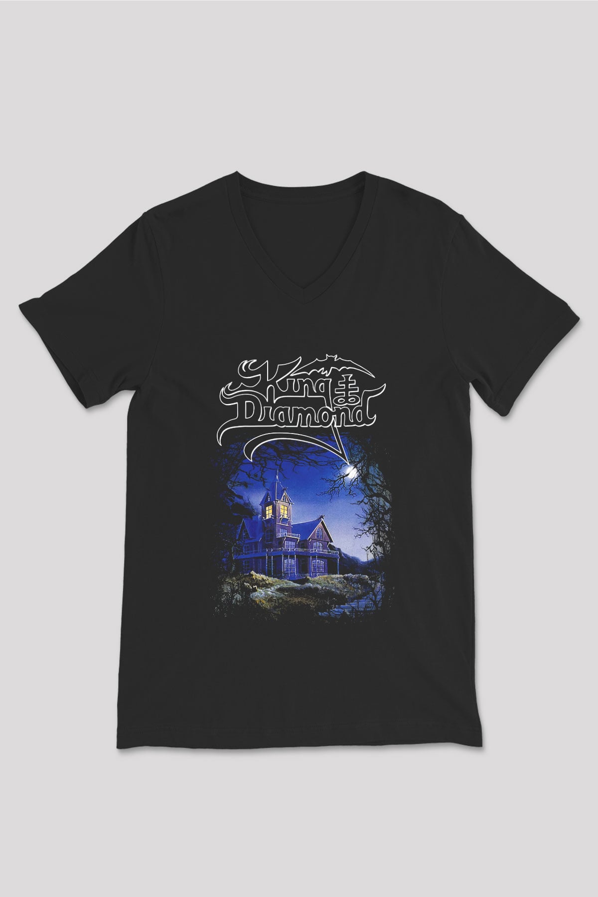 King Diamond Siyah Unisex V Yaka Tişört T-Shirt