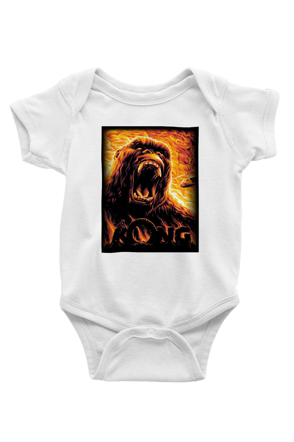 King Kong Baskılı Beyaz Unisex Bebek Body - Zıbın