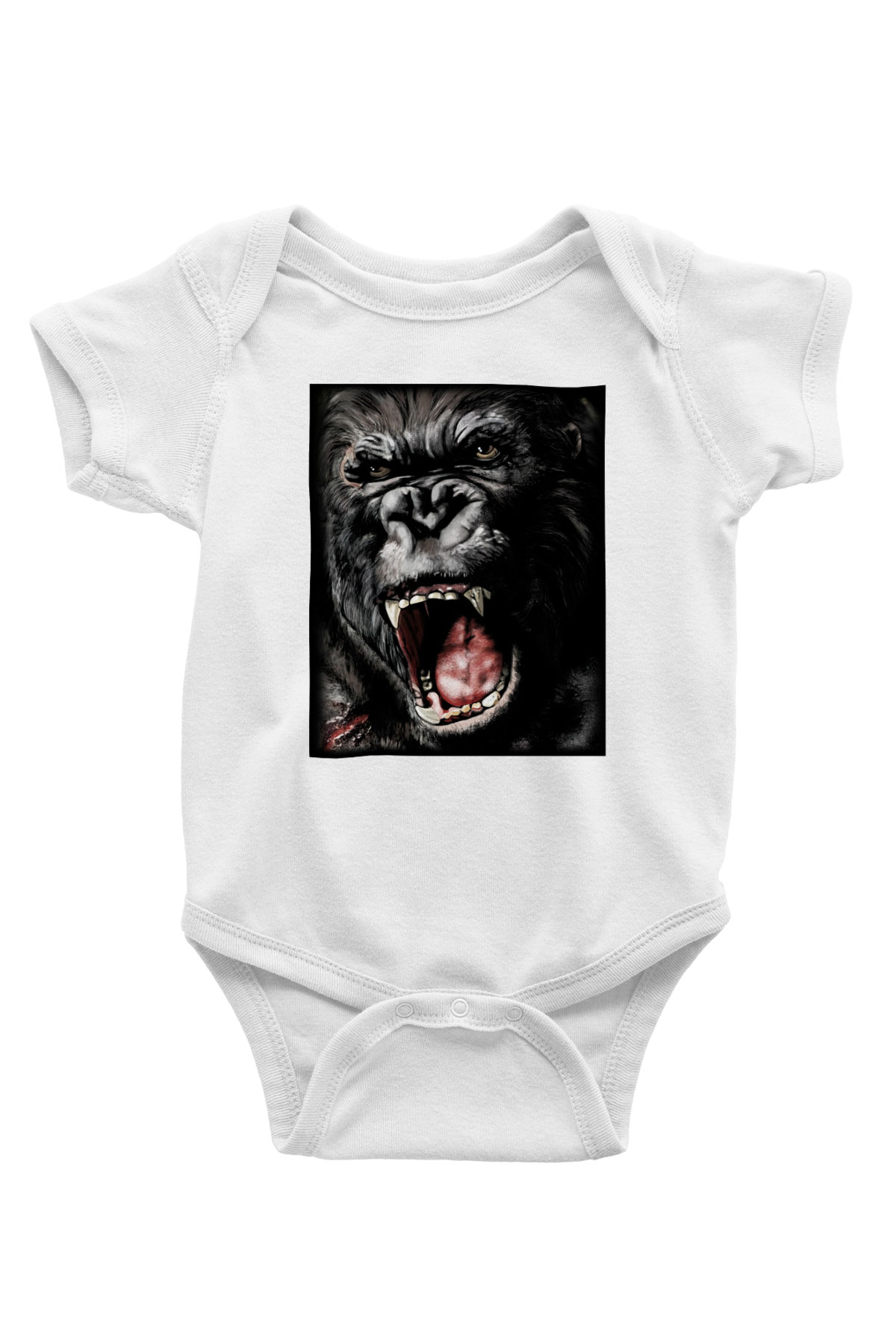 King Kong Baskılı Beyaz Unisex Bebek Body - Zıbın