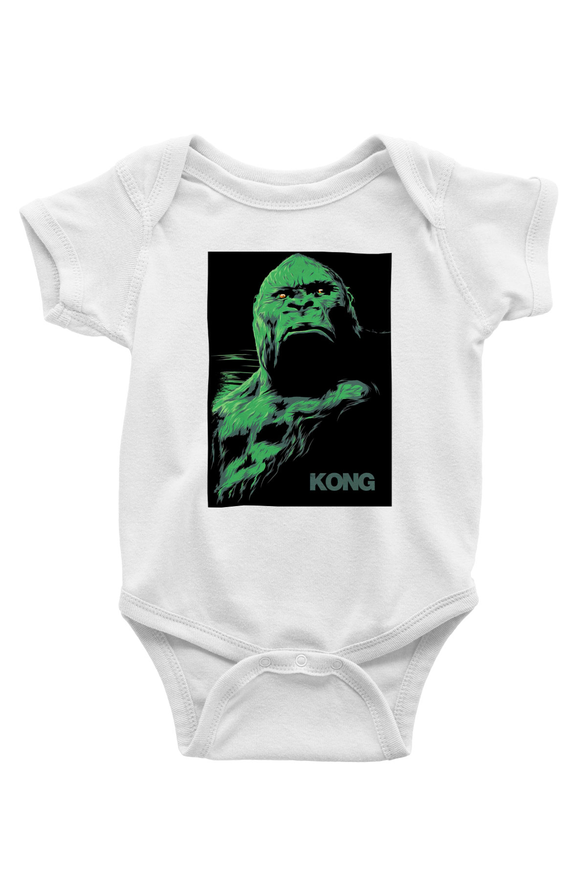 King Kong Baskılı Beyaz Unisex Bebek Body - Zıbın
