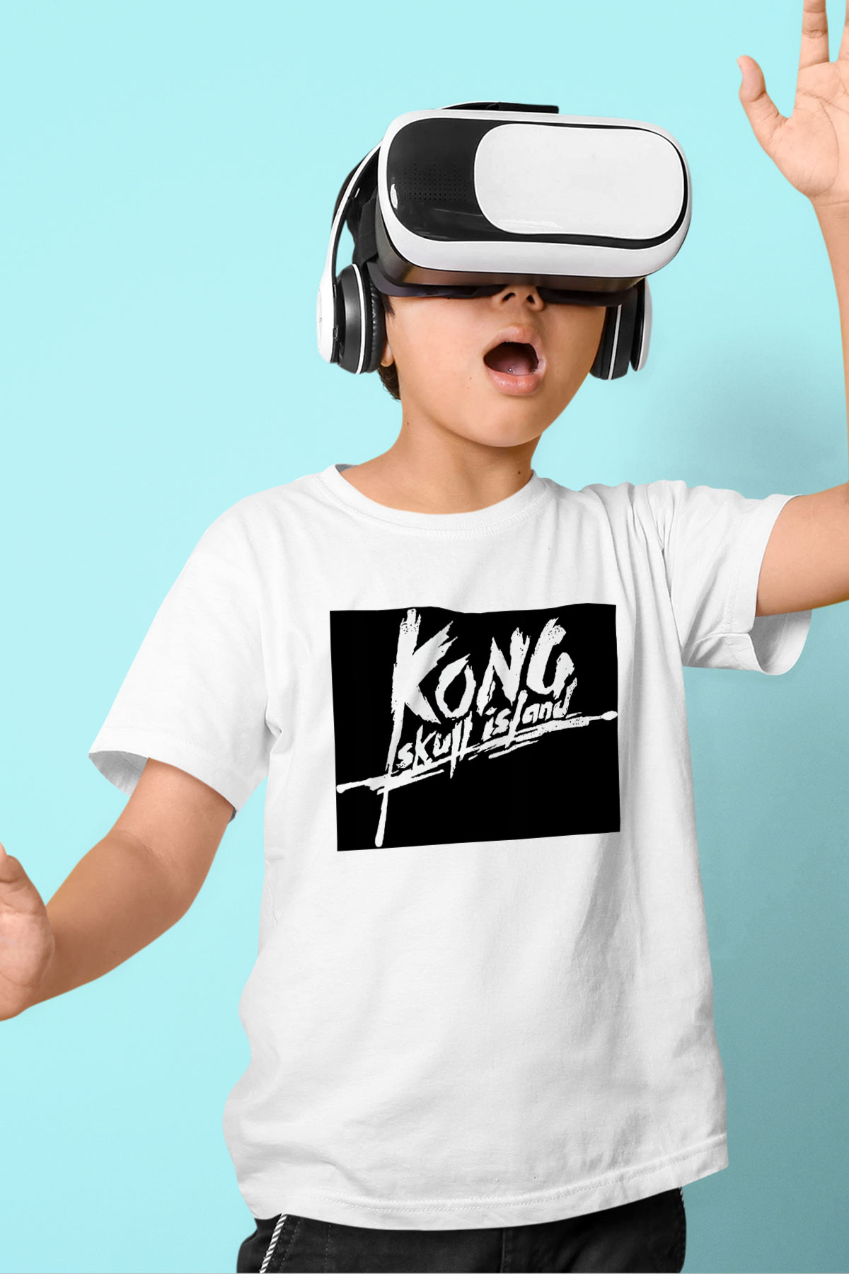 King Kong Baskılı Beyaz Unisex Çocuk Tişört