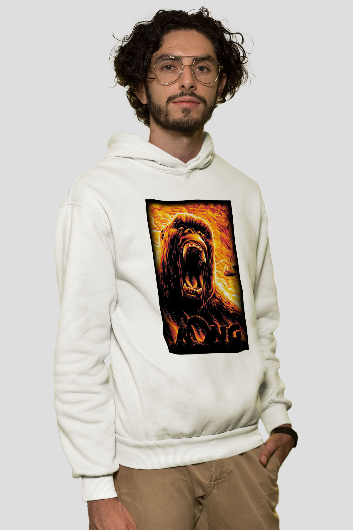 King Kong Beyaz Unisex Hoodie