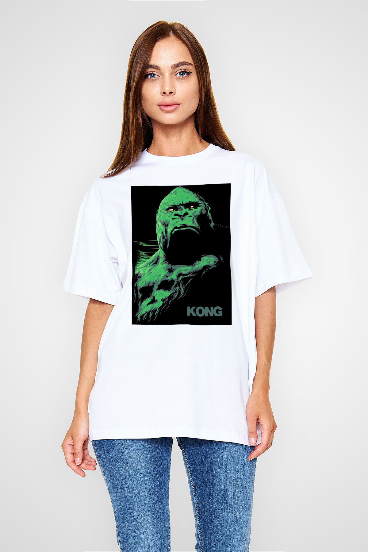 King Kong Beyaz Unisex Oversize Tişört T-Shirt